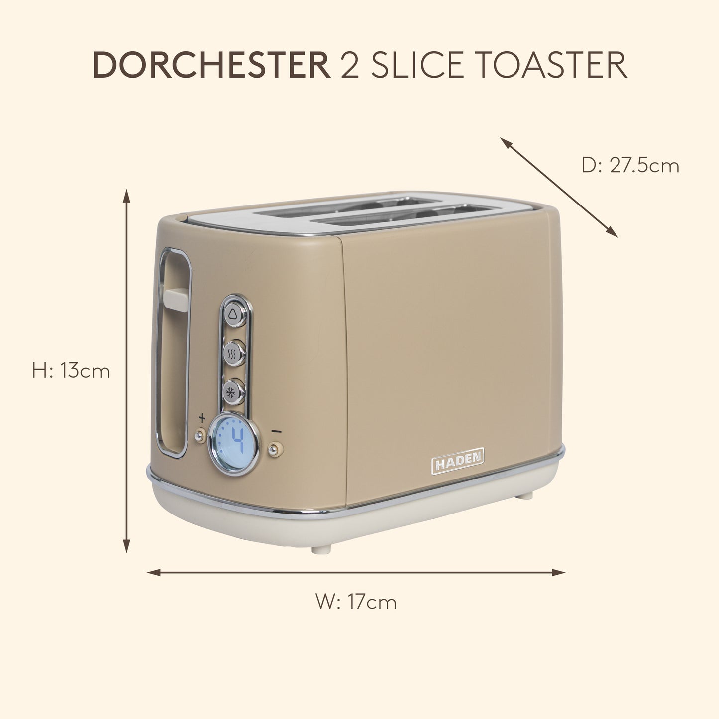 Haden Dorchester 2 Slice Toaster Cashmere Beige Toasters Haden