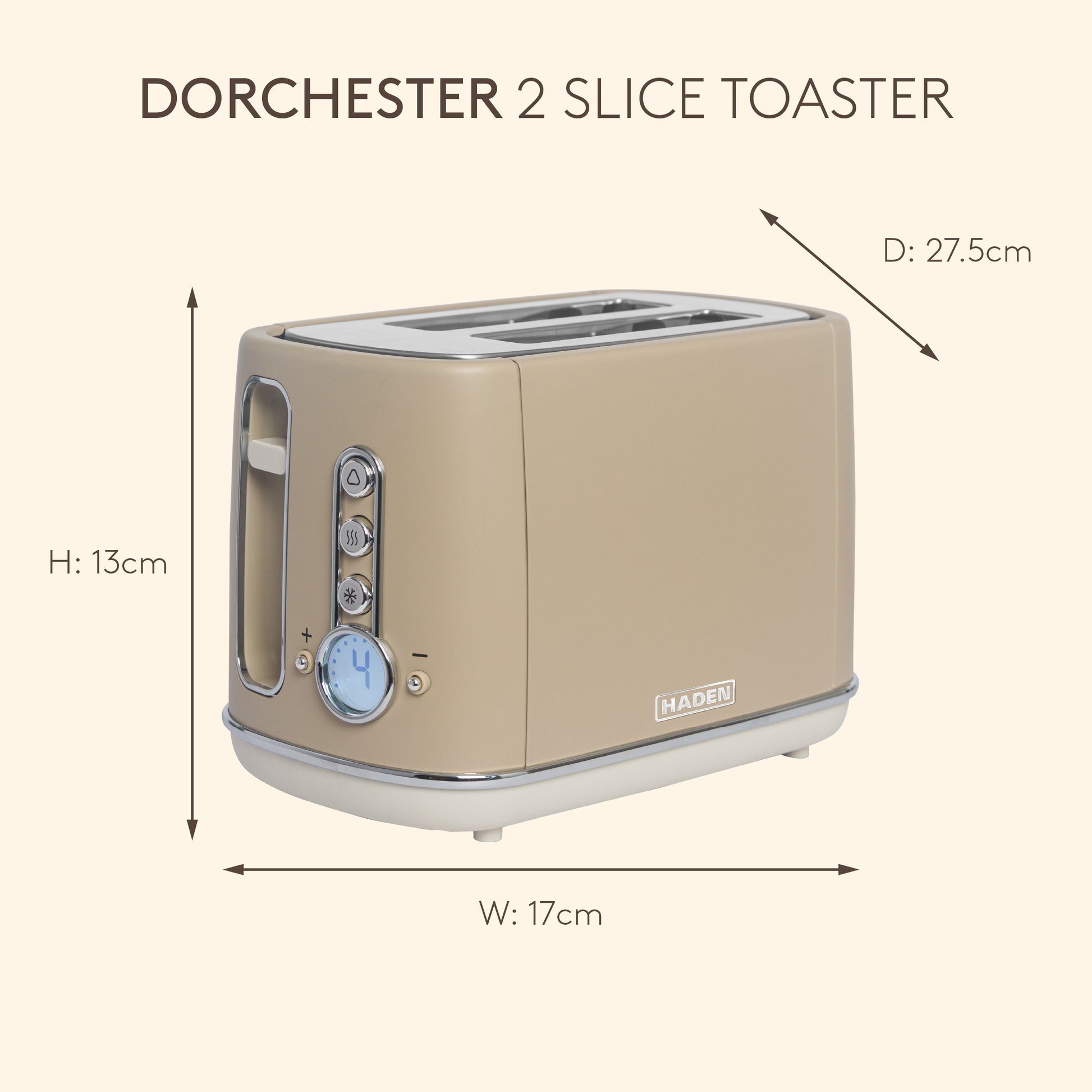 Haden Dorchester 2 Slice Toaster Cashmere Beige Toasters Haden