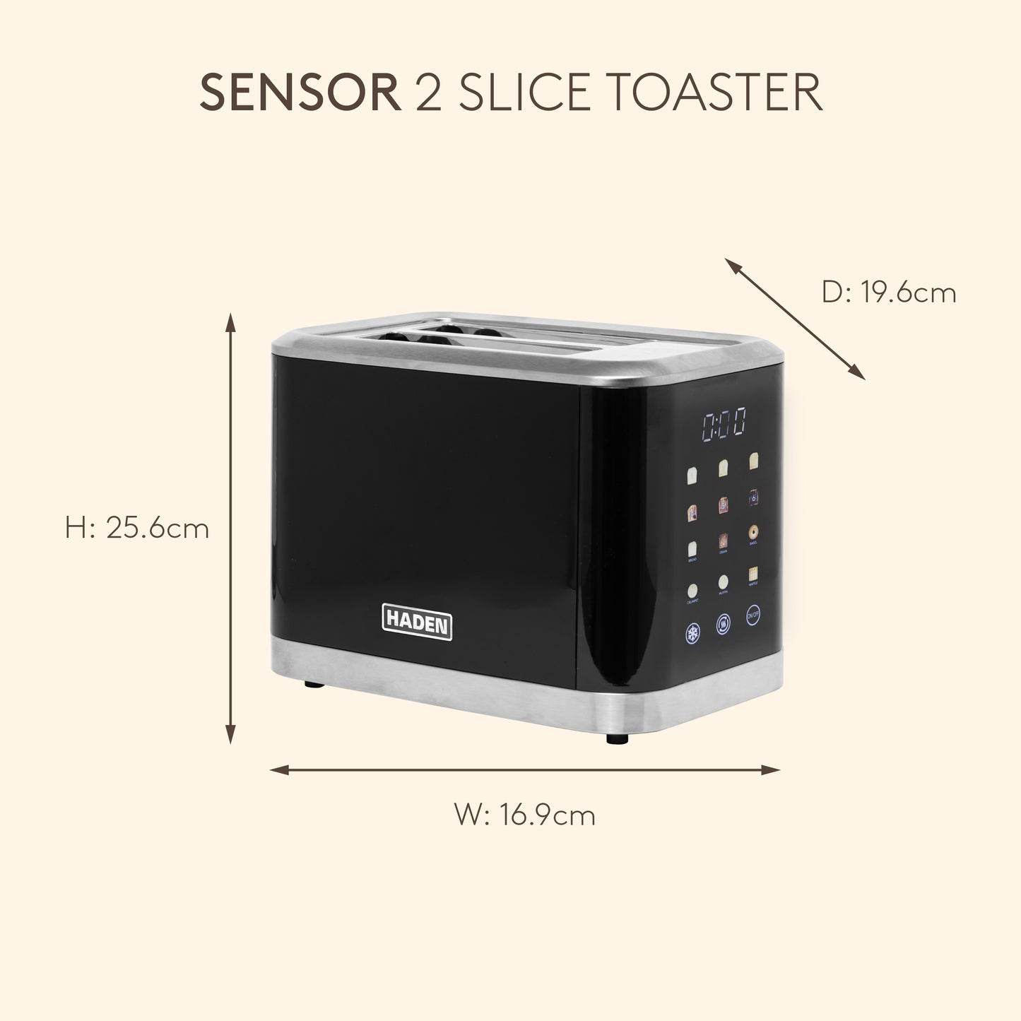Haden Sensor 2 Slice Toaster – Black Toasters Haden