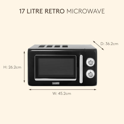 Haden 17L Retro Microwave – Black Microwave Ovens Haden