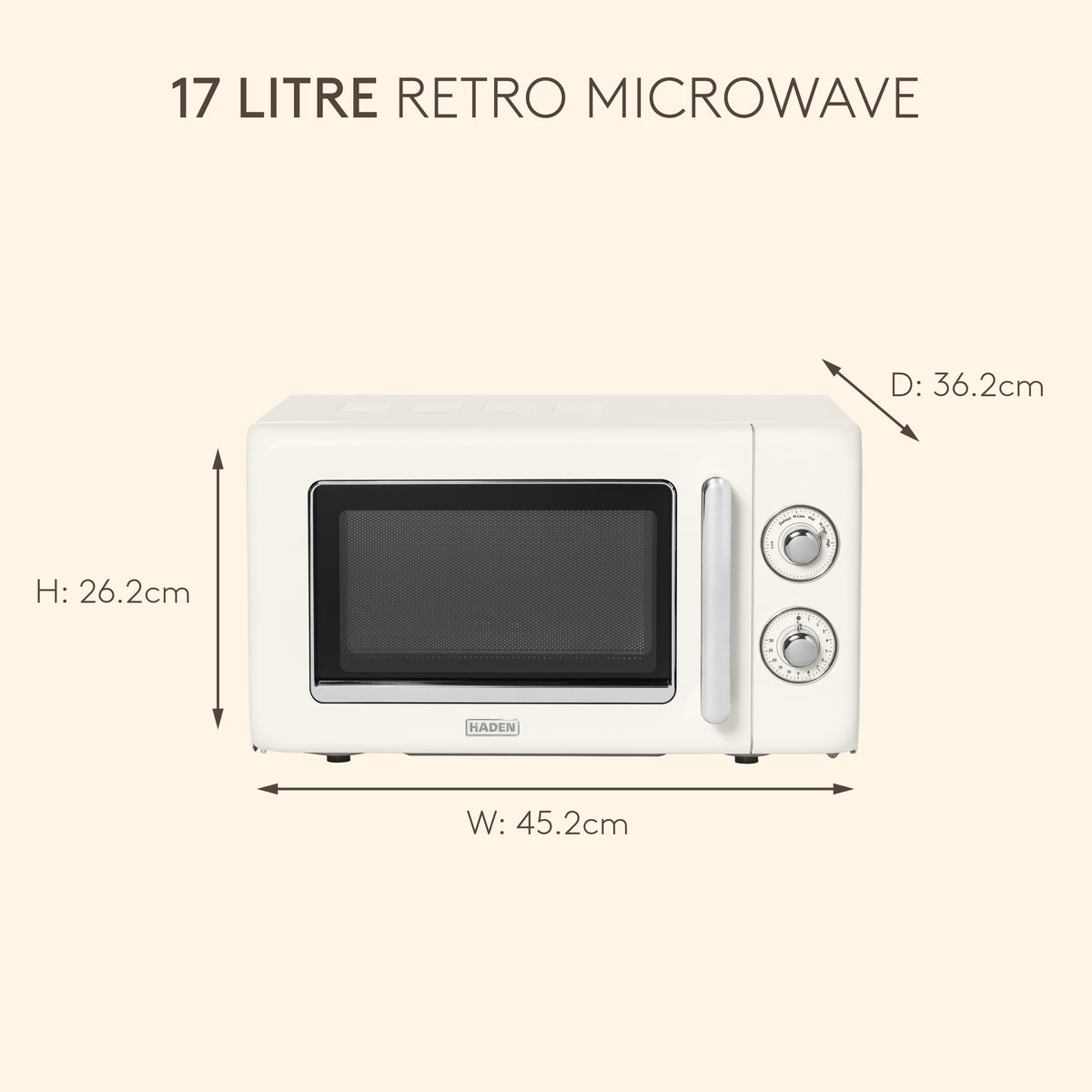 Haden 17L Retro Microwave – Cream Microwave Ovens Haden