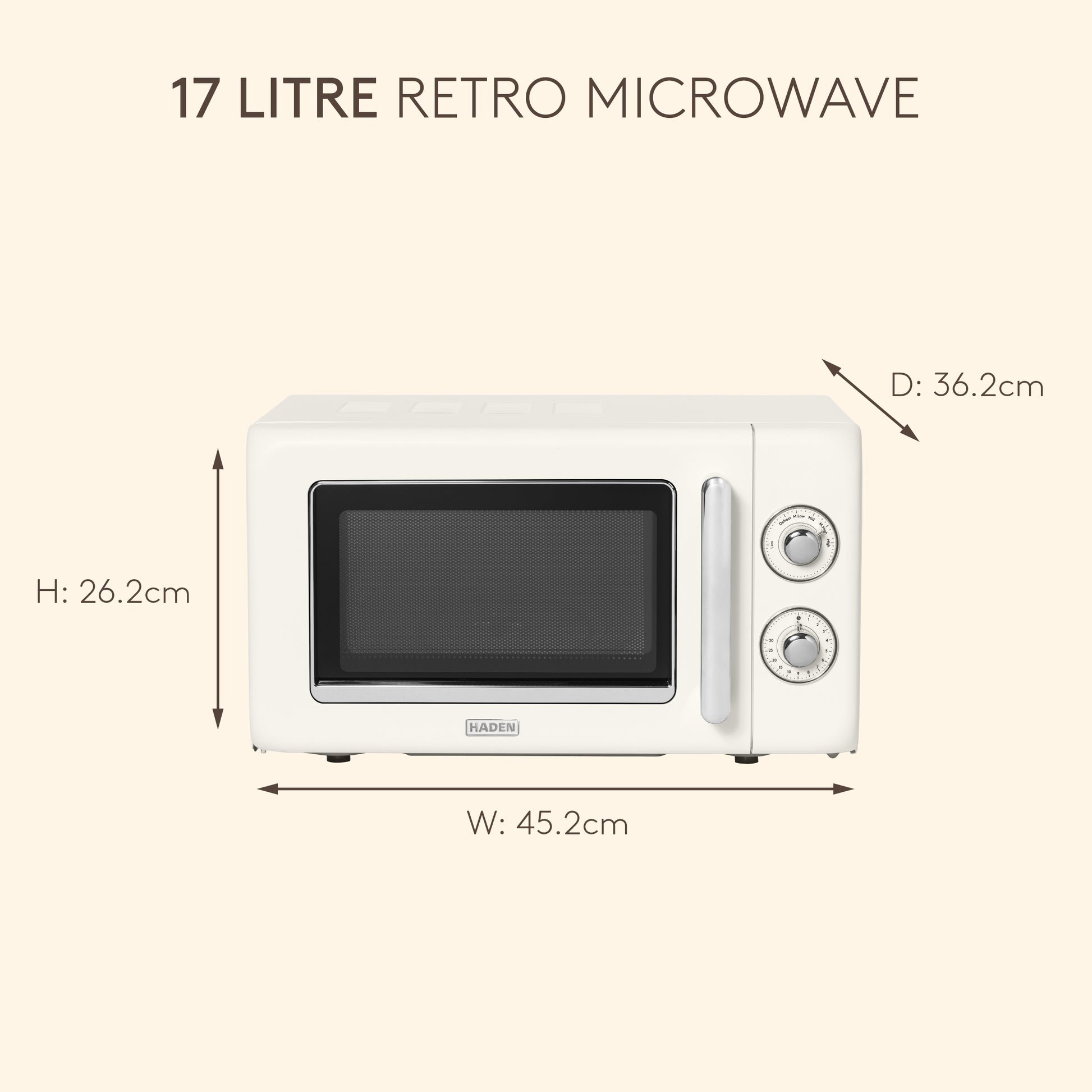 Haden 17L Retro Microwave – Cream Microwave Ovens Haden