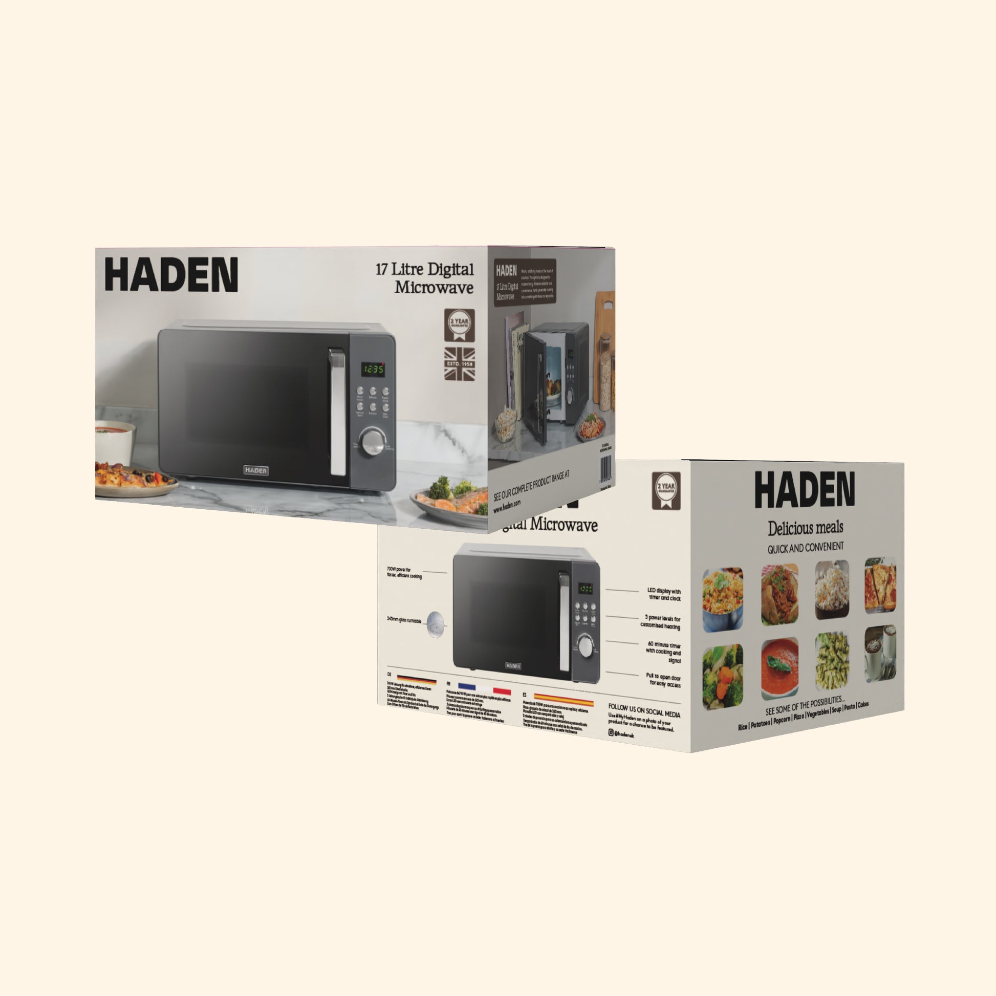 Haden 17L Digital Microwave – Grey Microwave Ovens Haden