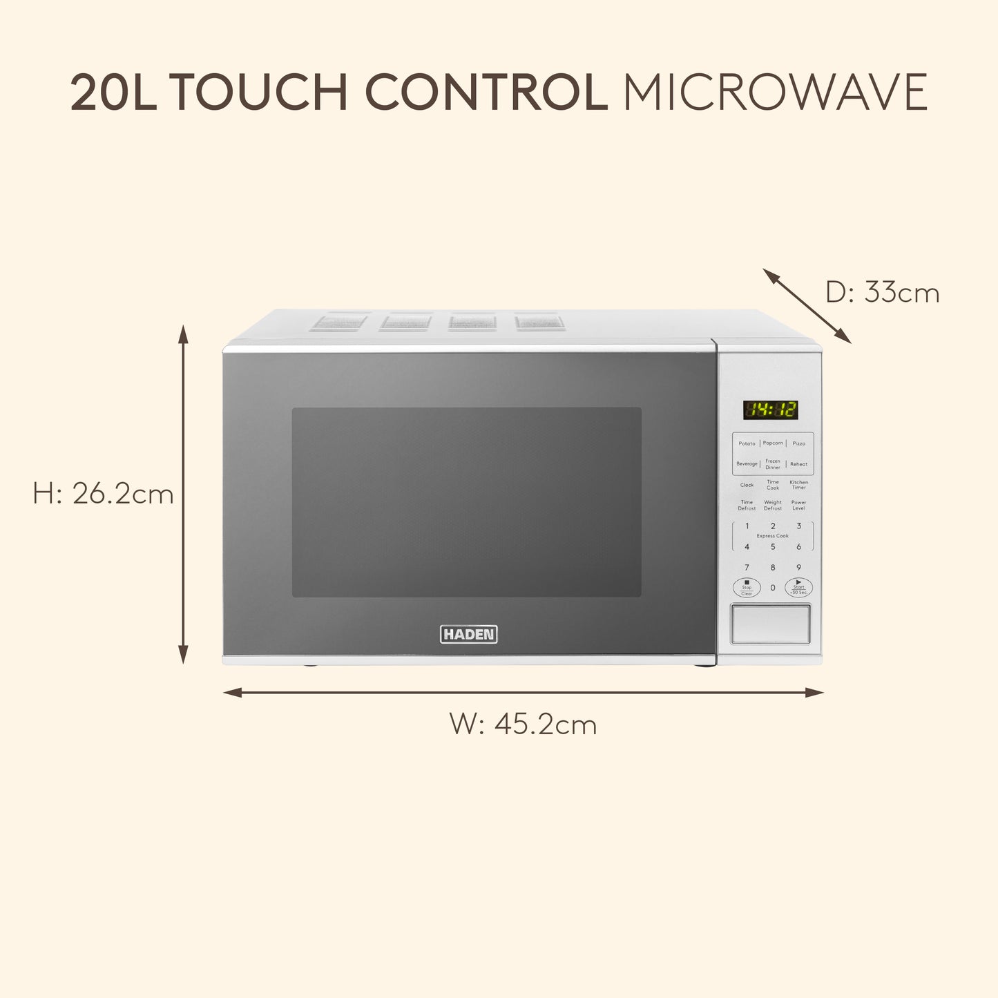 Haden 20L Touch Control Microwave in Silver Microwave Ovens Haden