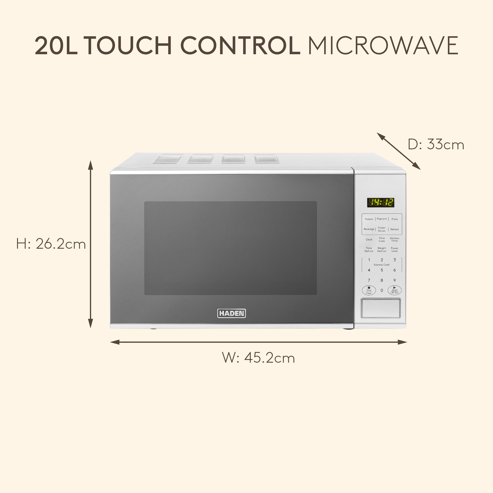 Haden 20L Touch Control Microwave in Silver Microwave Ovens Haden