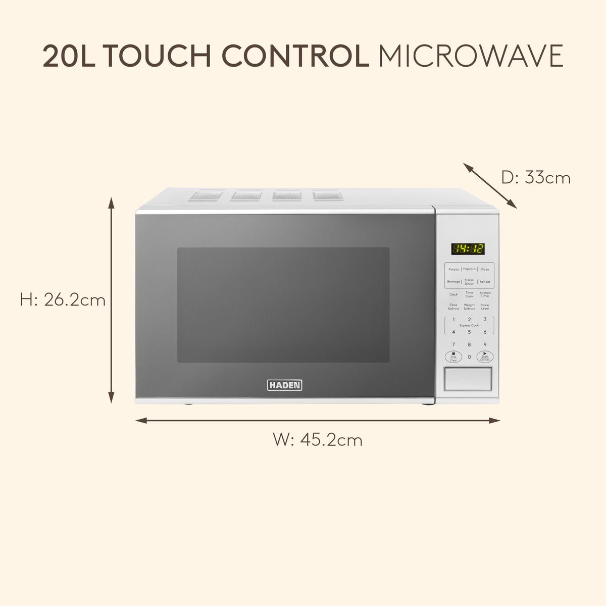 Haden 20L Touch Control Microwave – Stainless Steel Microwave Ovens Haden