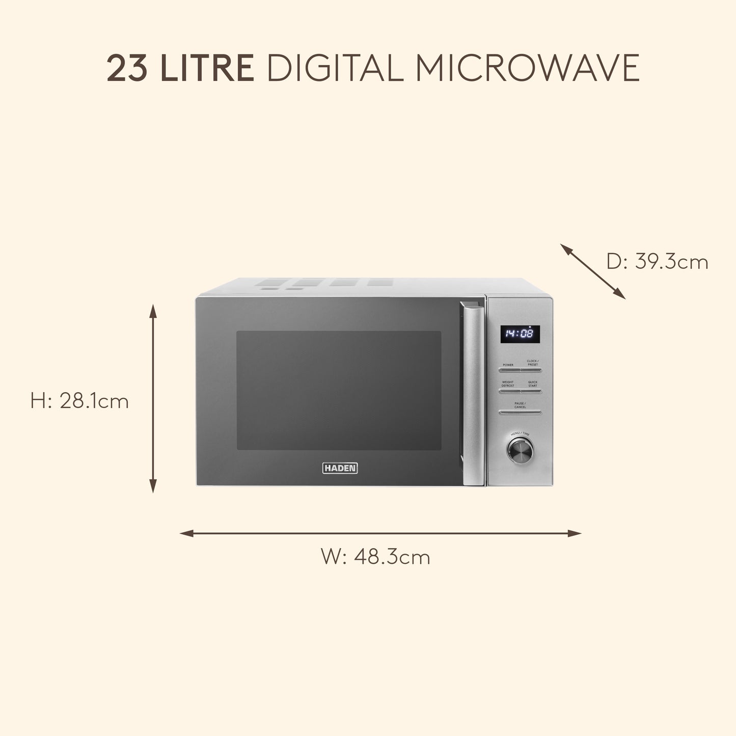 Haden 23L 900W Digital - Stainless Steel Microwave Ovens Haden
