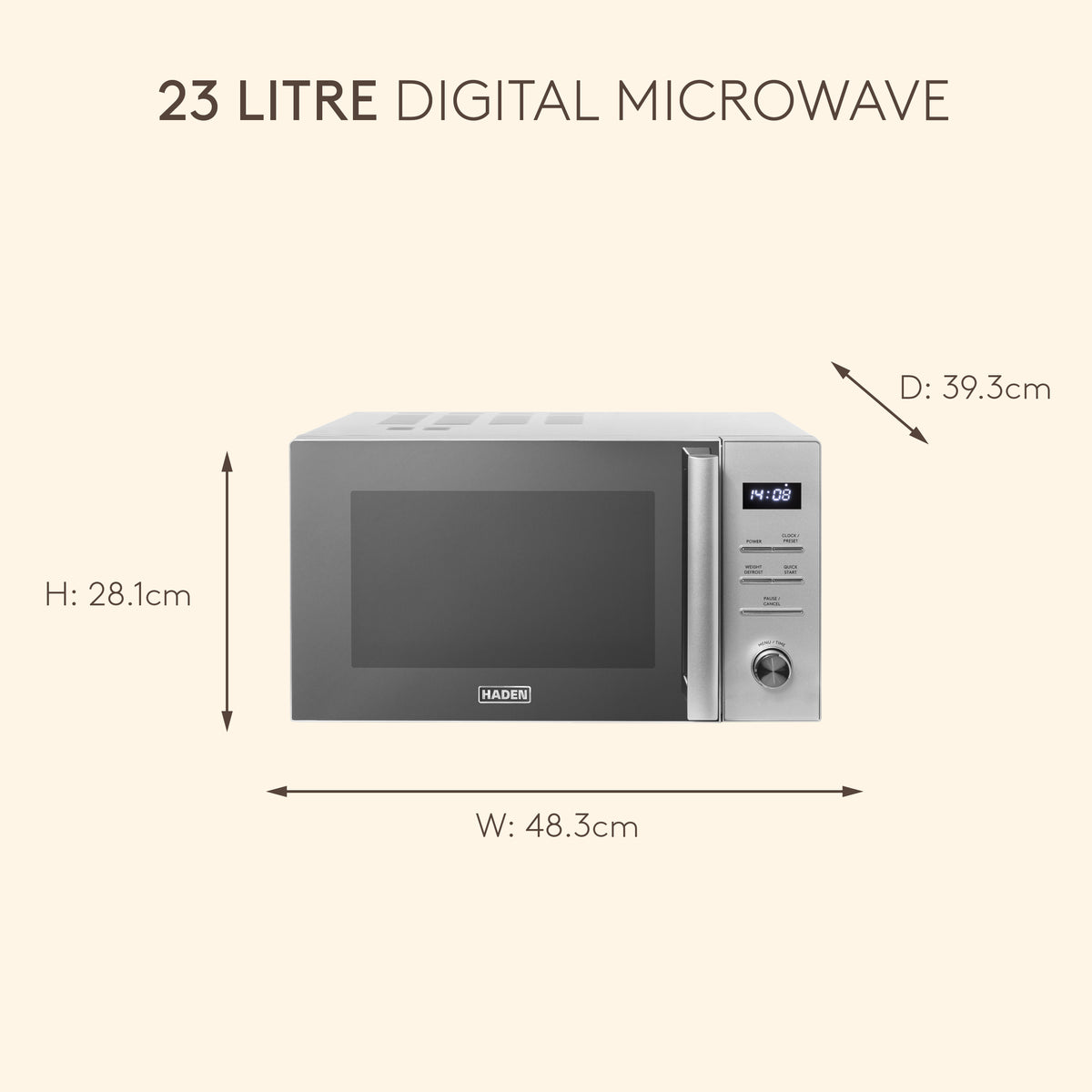 Haden 23L 900W Digital - Stainless Steel Microwave Ovens Haden