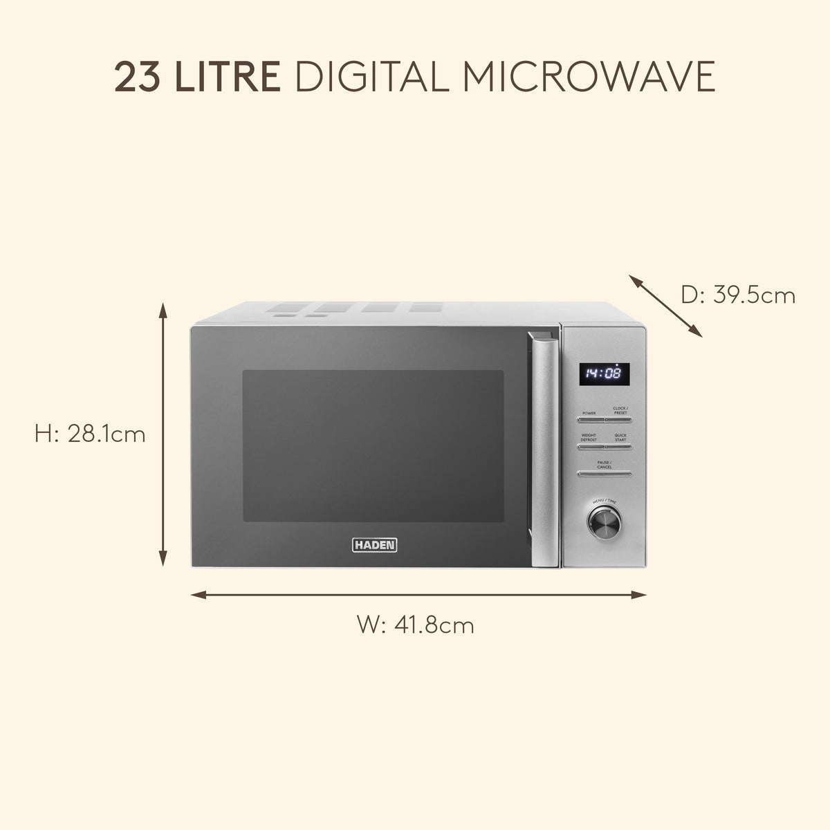 Haden 23L 900W Digital - Stainless Steel Microwave Ovens Haden