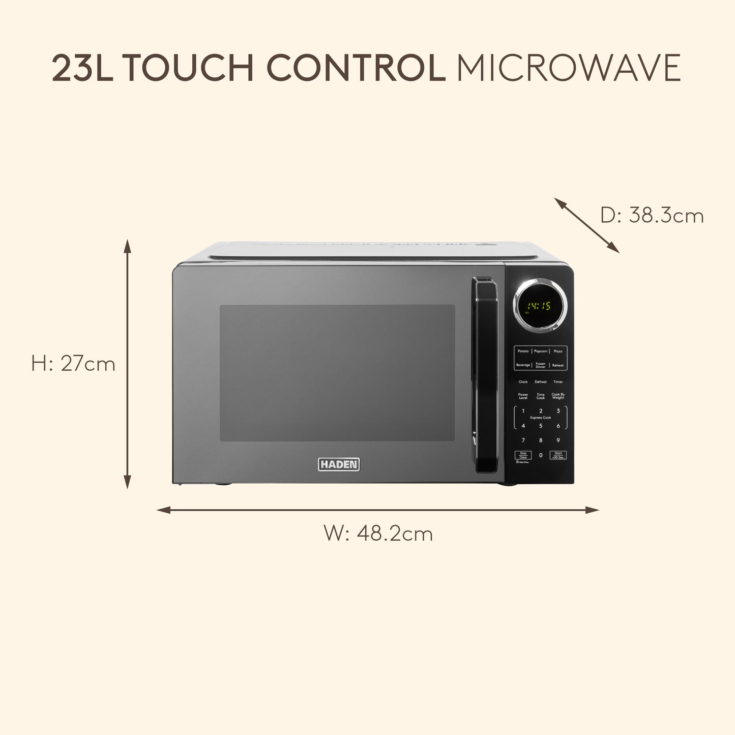 Haden 23L Touch Control Microwave in Black