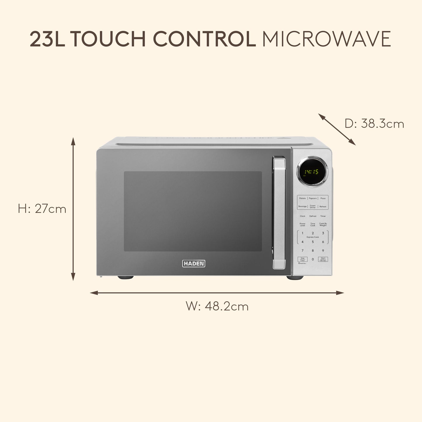 Haden 23L Touch Control Microwave in Silver