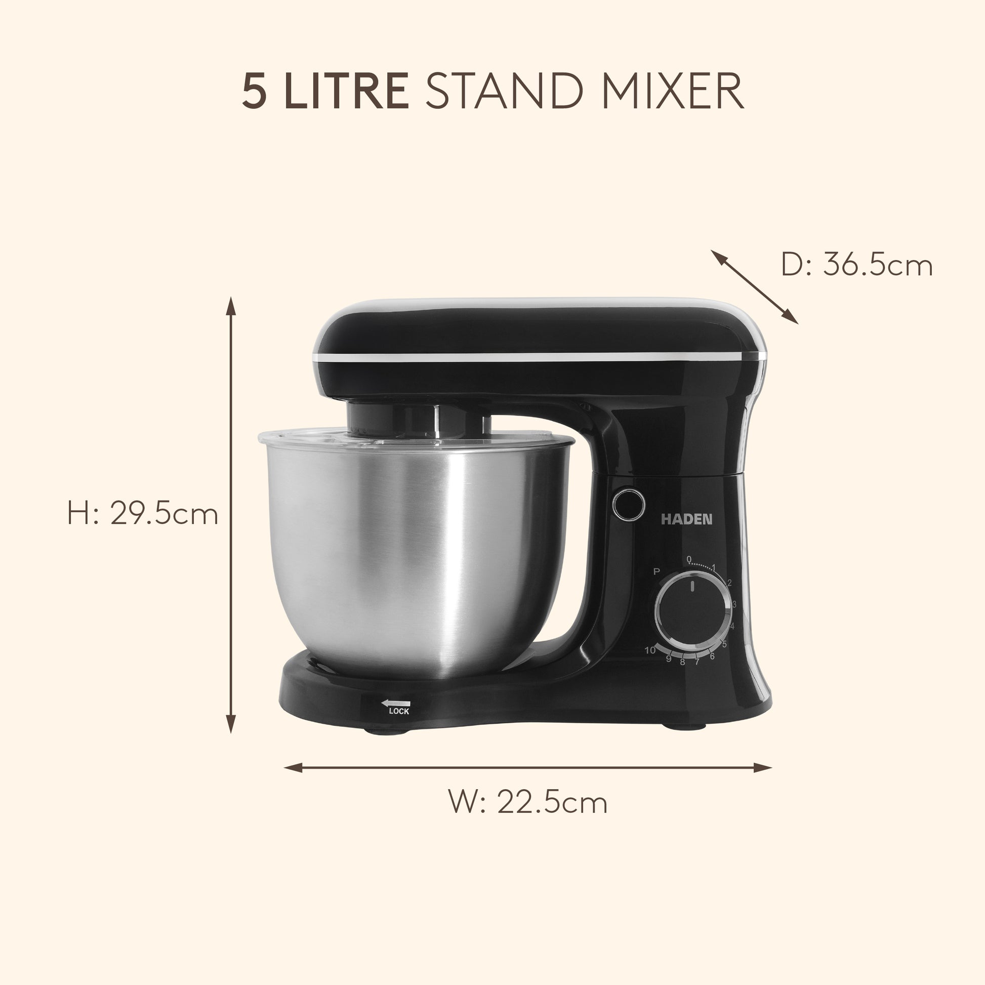 Haden 5L Stand Mixer – Black Food Mixers & Blenders Haden