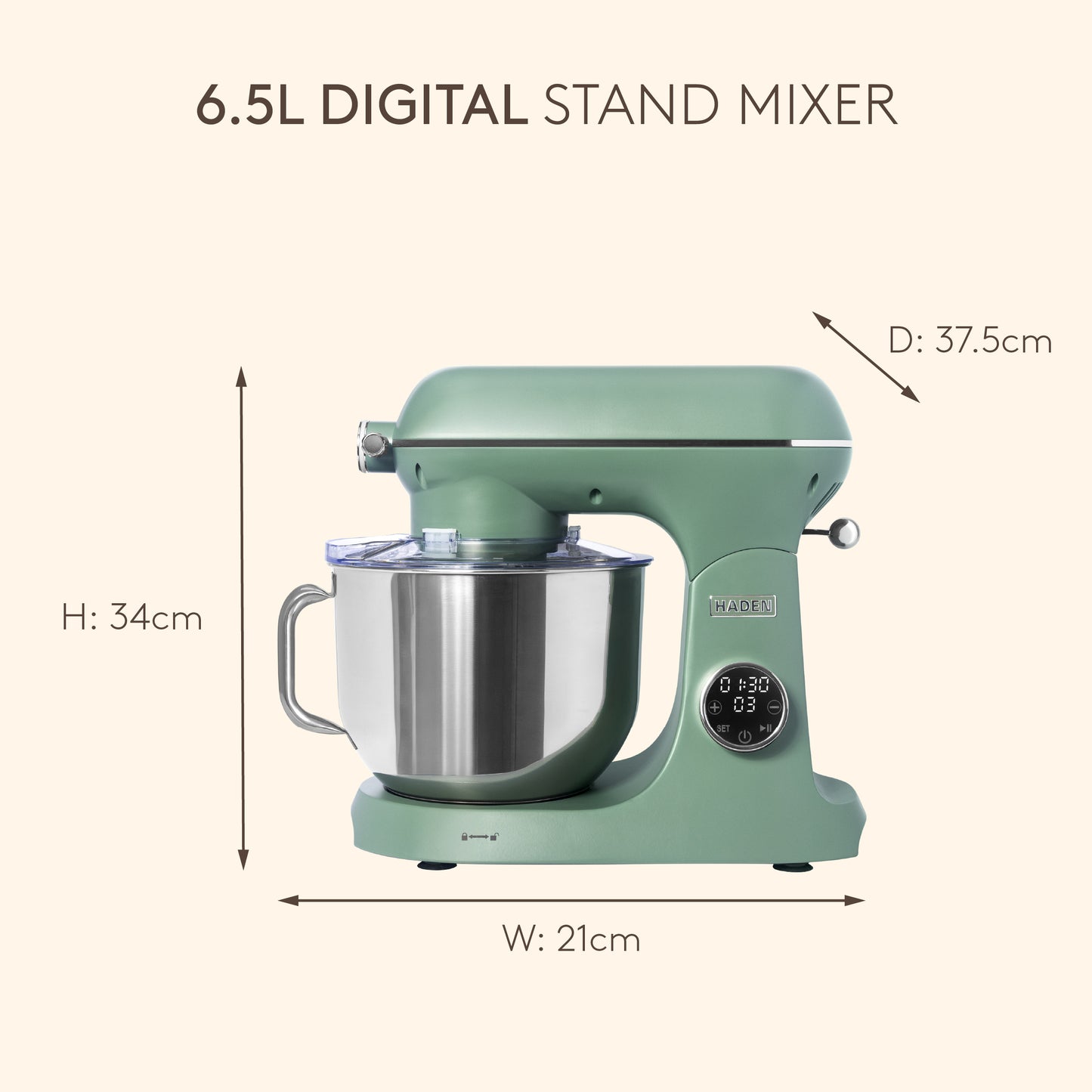 Haden 6.5L Digital Stand Mixer – Cedar Green Food Mixers & Blenders Haden