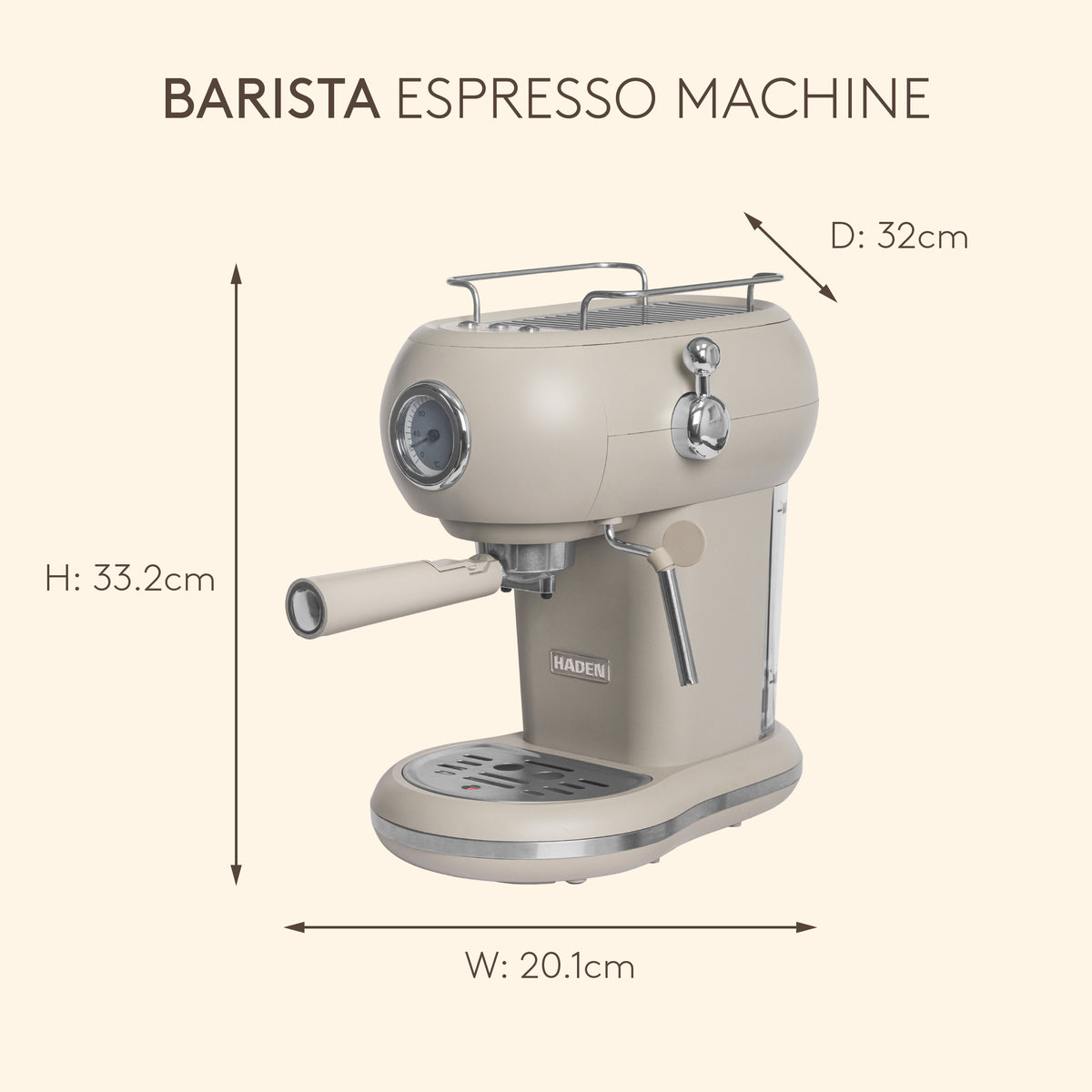 Haden Barista Espresso Machine – Putty Beige Coffee machine Haden