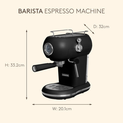 Haden Barista Espresso Machine – Black Coffee machine Haden