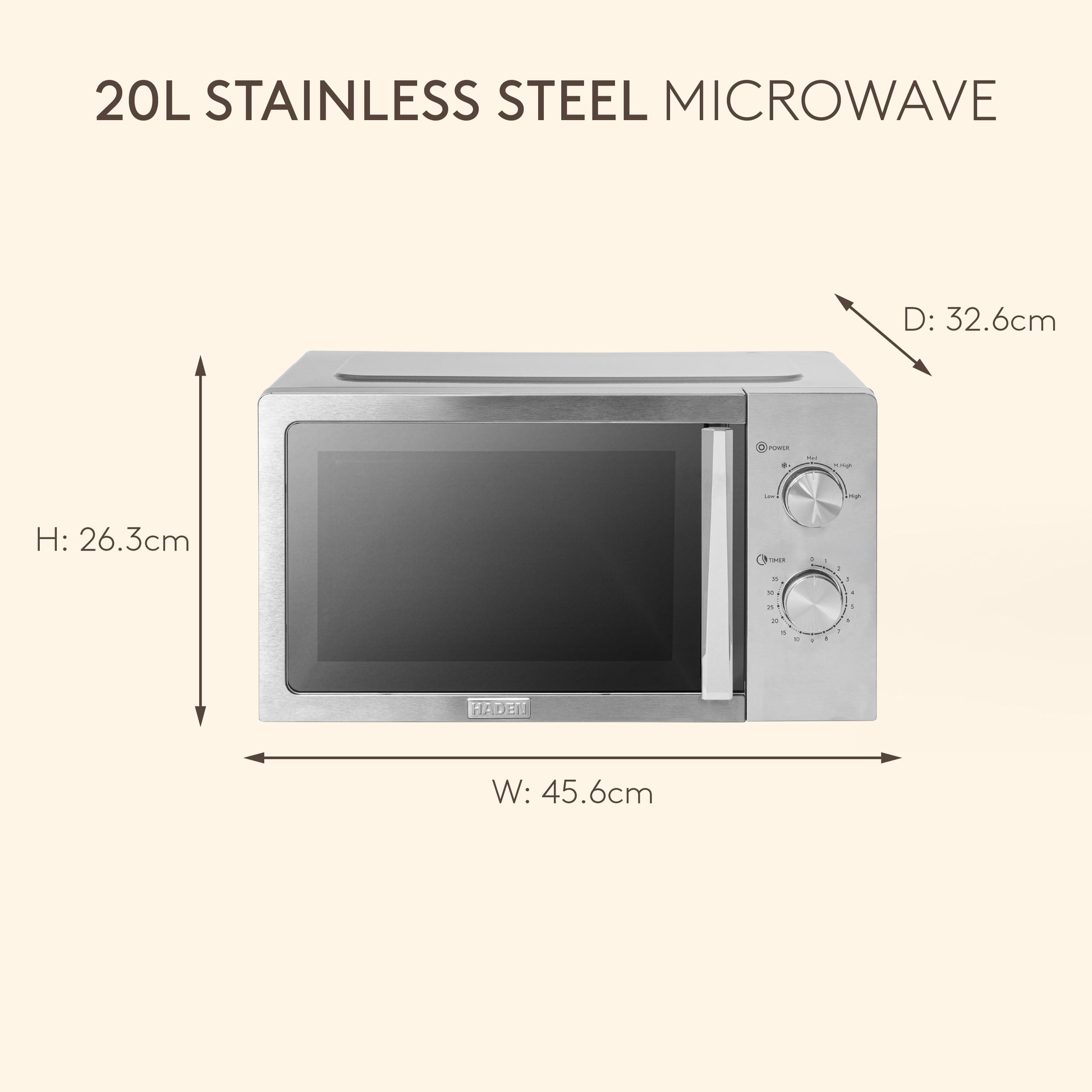 Haden 20L Stainless Steel Microwave Microwave Ovens Haden