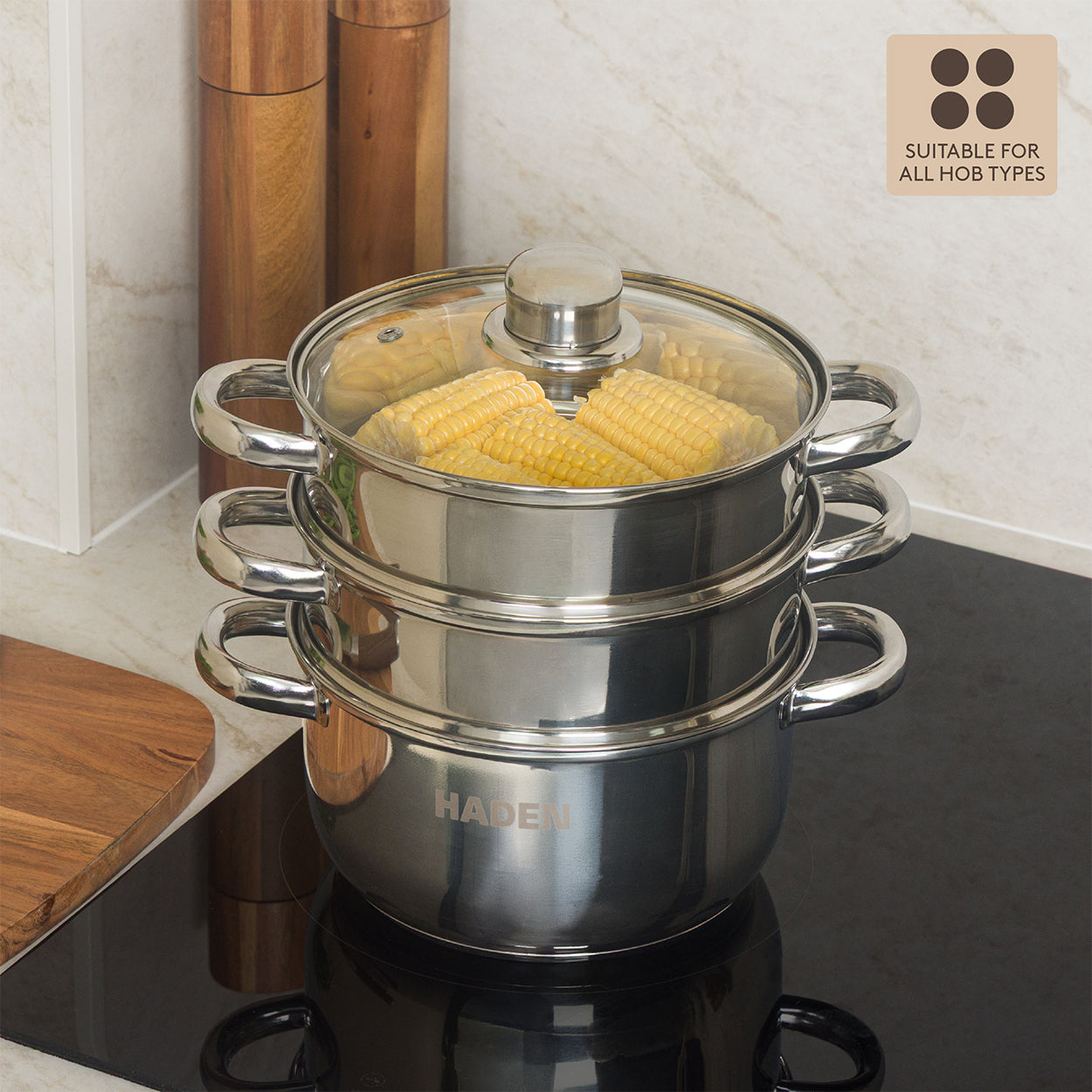 18cm Essential Stainless Steel Steamer Kitchen Haden