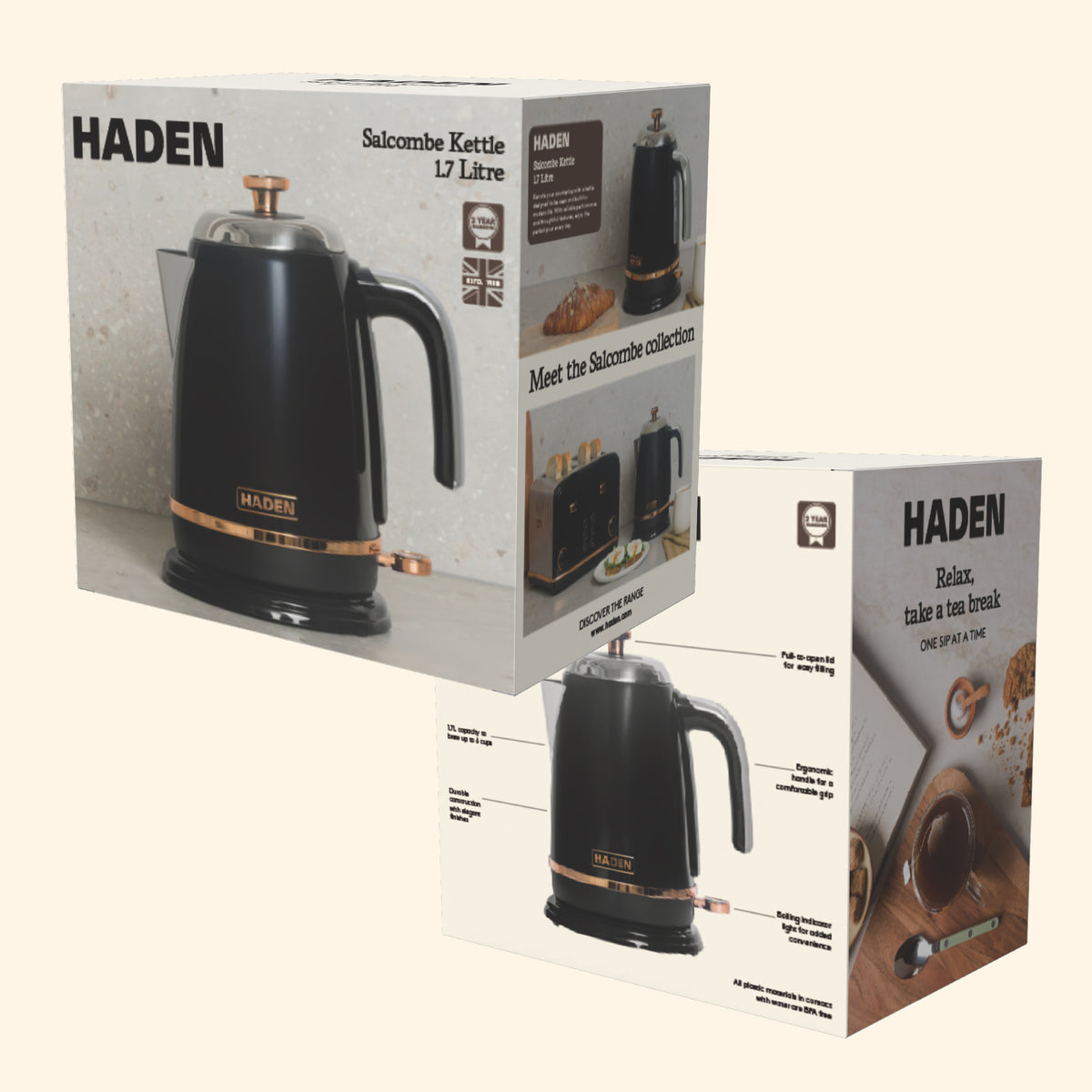 Haden Salcombe Kettle – Black & Copper Electric Kettles Haden