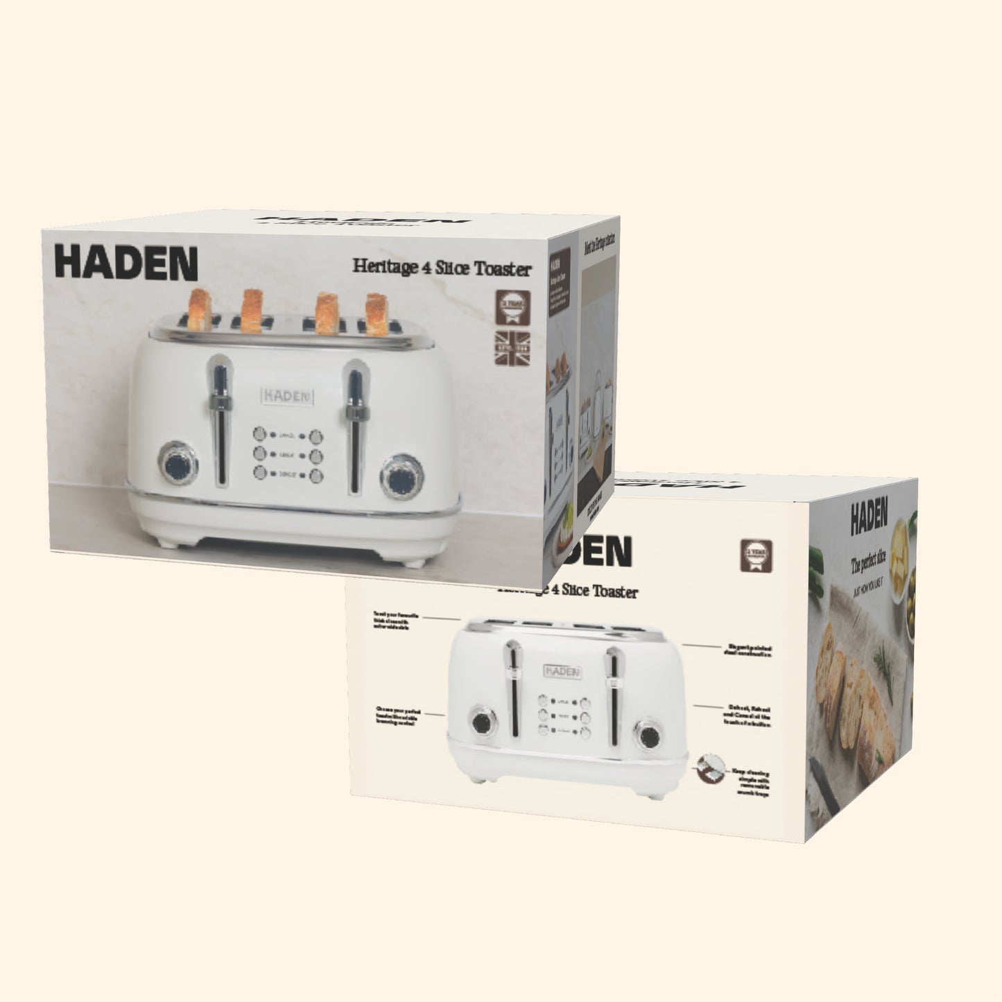 Haden Heritage 4 Slice Toaster – Ivory White Toasters Haden