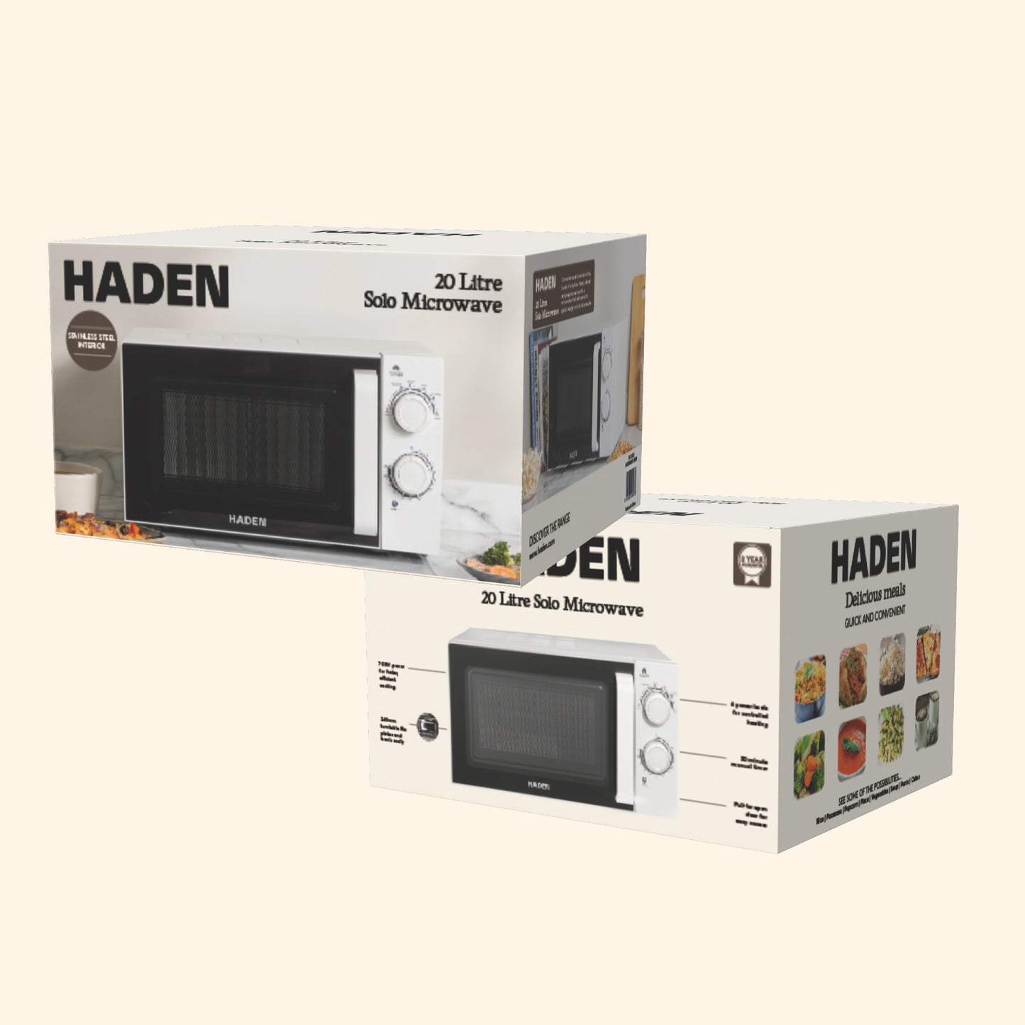 Haden 20L White Stainless Steel Interior Microwave Microwave Ovens Haden