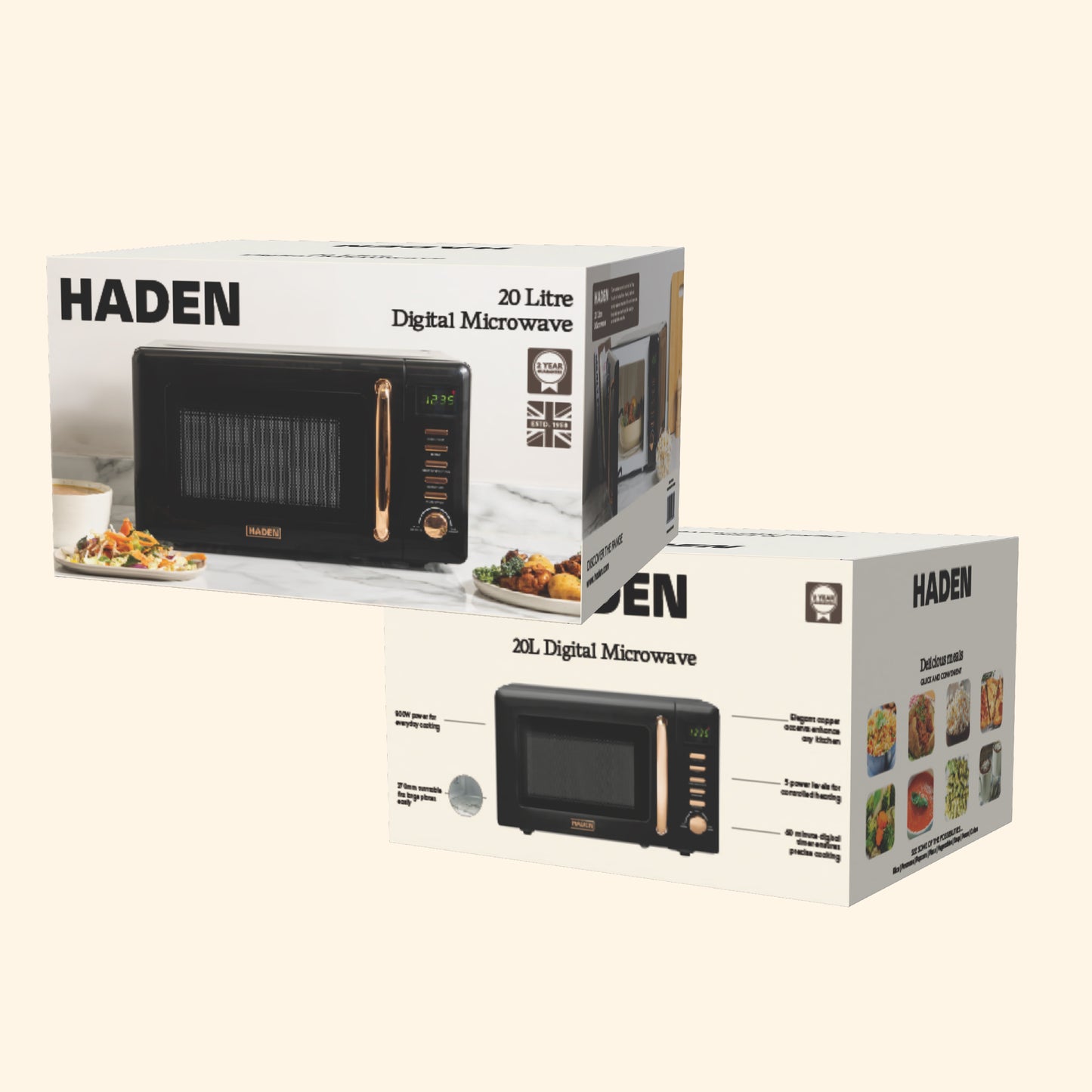 Haden Heritage 20L Microwave – Black & Copper Microwave Ovens Haden