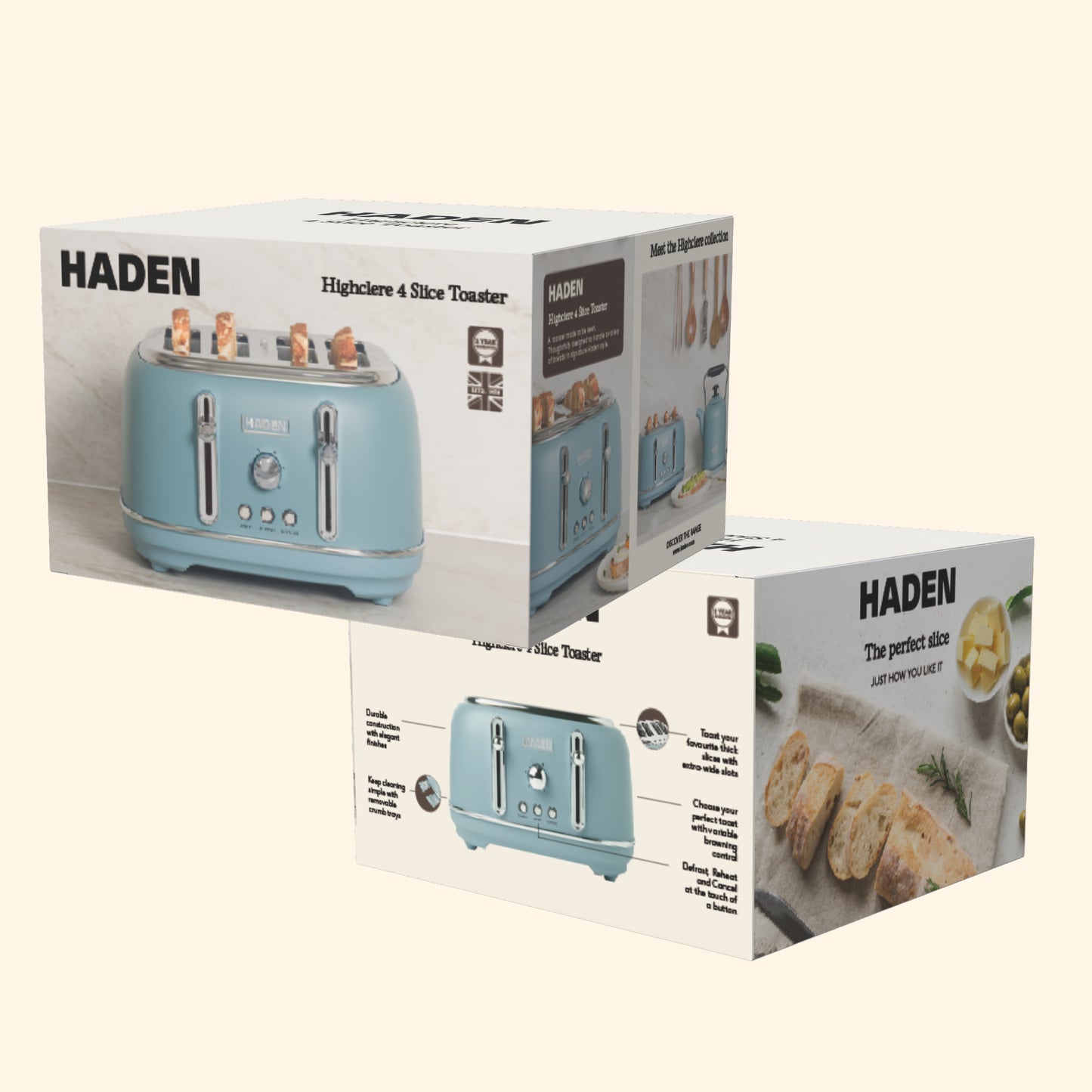 Haden Highclere Poole Blue 4 Slice Toaster Toasters Haden