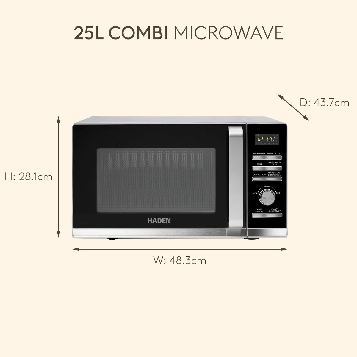 Haden 25L Combi Microwave – Silver Microwave Ovens Haden