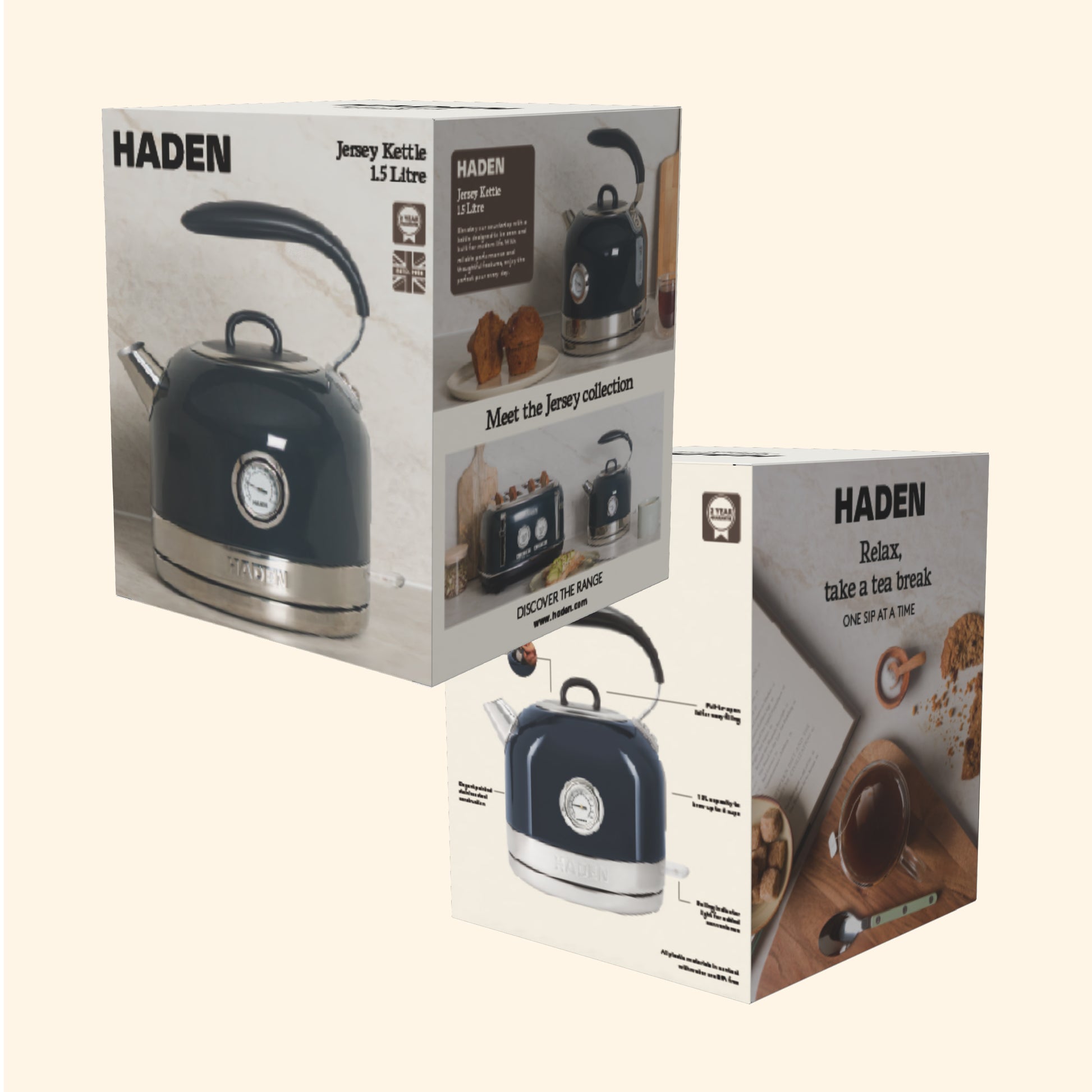 Haden Jersey Steel Blue Kettle Electric Kettles Haden