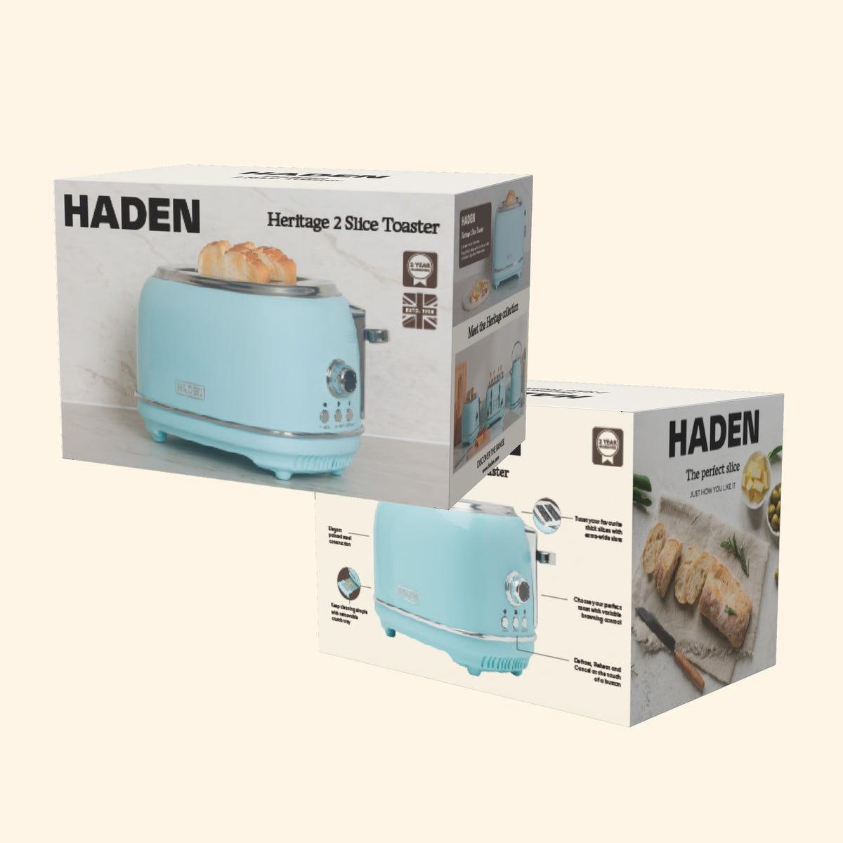 Haden Heritage 2 Slice Toaster – Turquoise Blue Toasters Haden