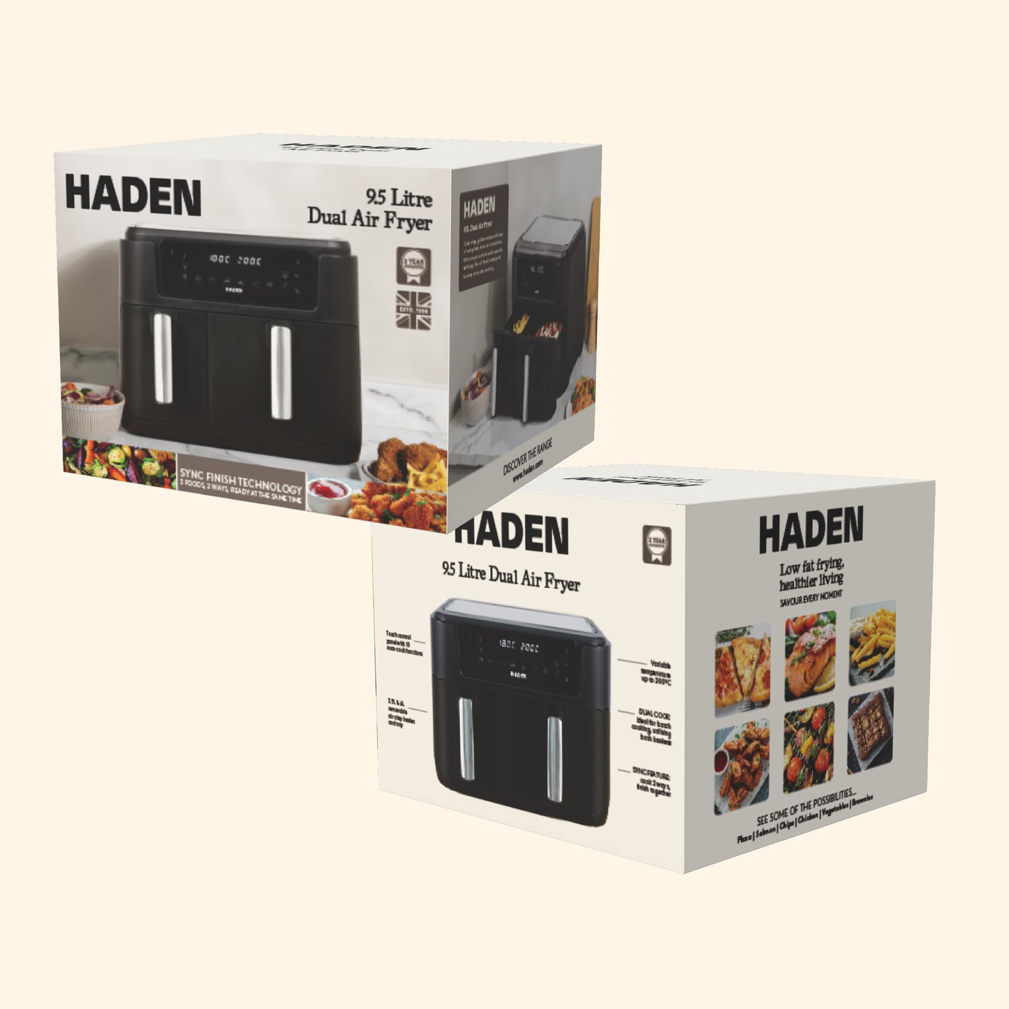 Haden 9.5L Dual Air Fryer – Black Haden