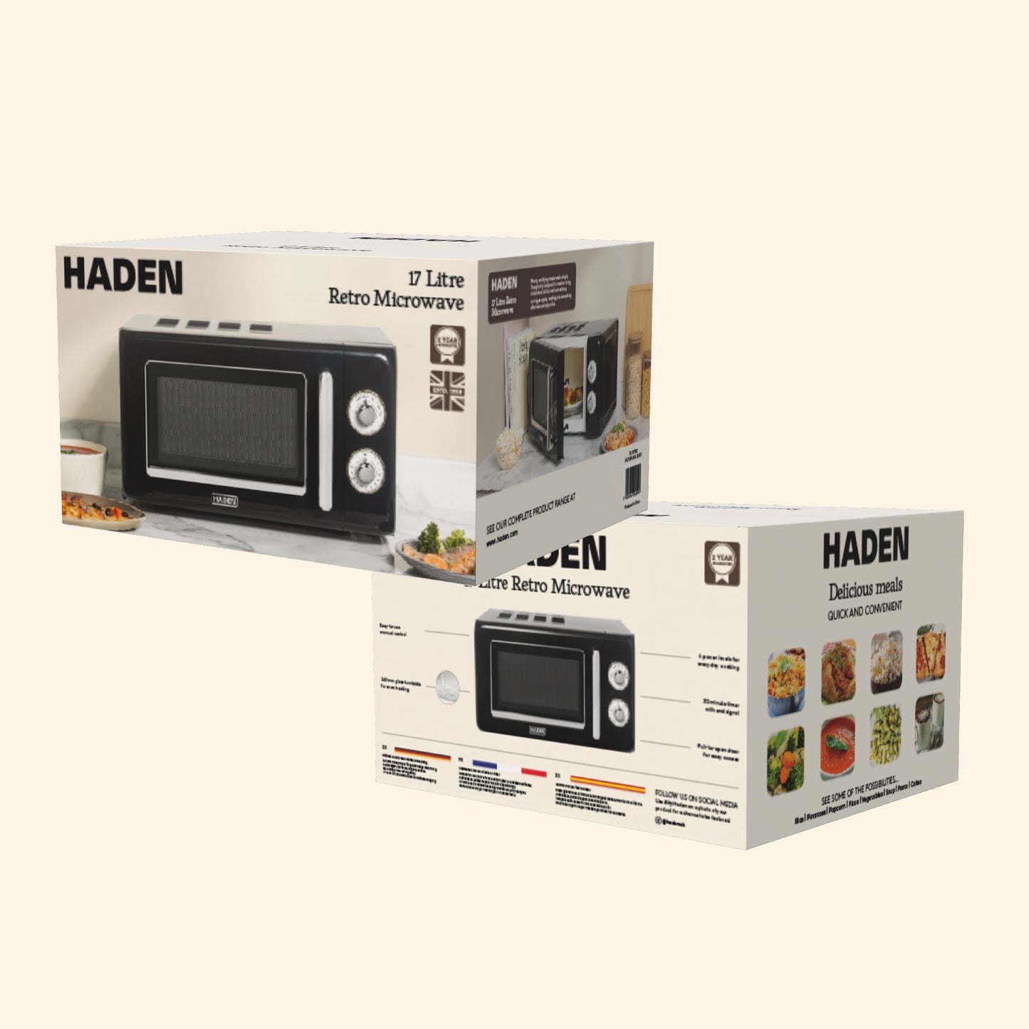 Haden 17L Retro Microwave – Black Microwave Ovens Haden