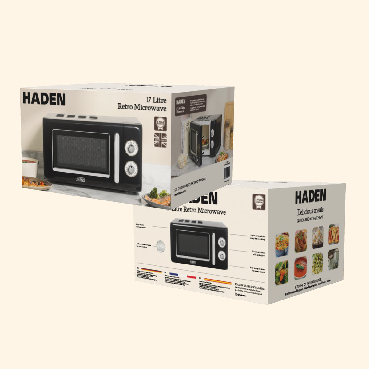 Haden 17L Retro Microwave – Black Microwave Ovens Haden