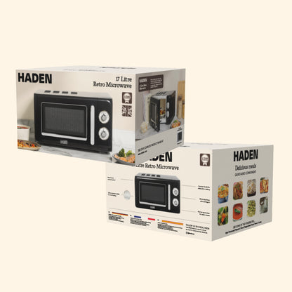 Haden 17L Retro Microwave – Black Microwave Ovens Haden