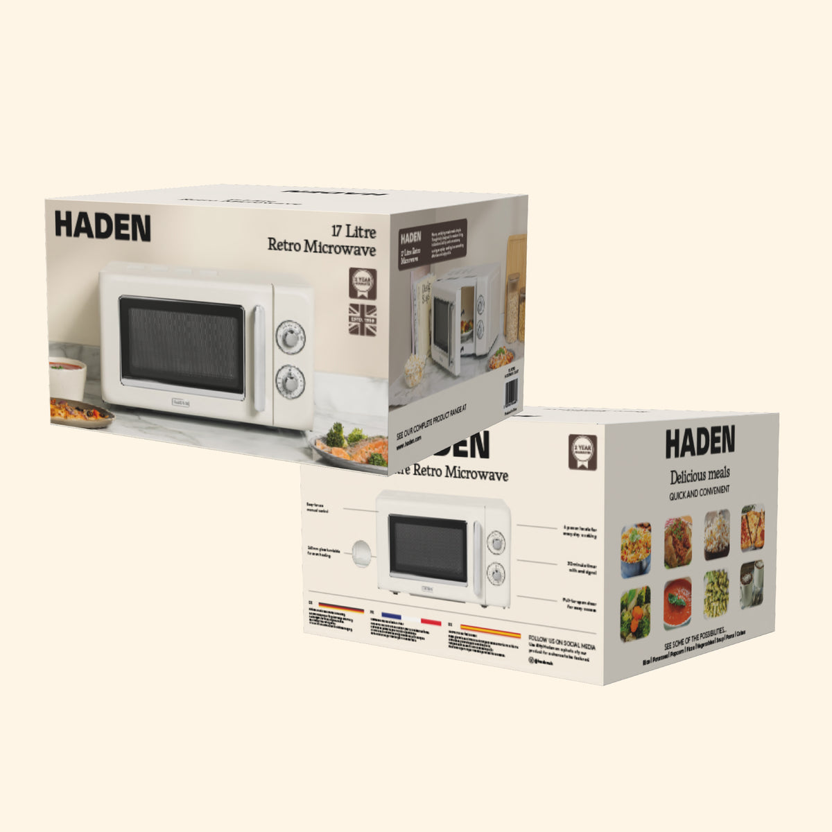 Haden 17L Retro Microwave – Cream Microwave Ovens Haden