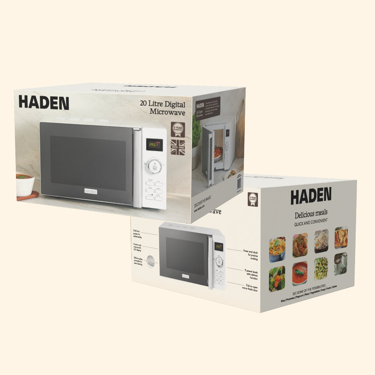 Haden 20L Digital Microwave – White Microwave Ovens Haden