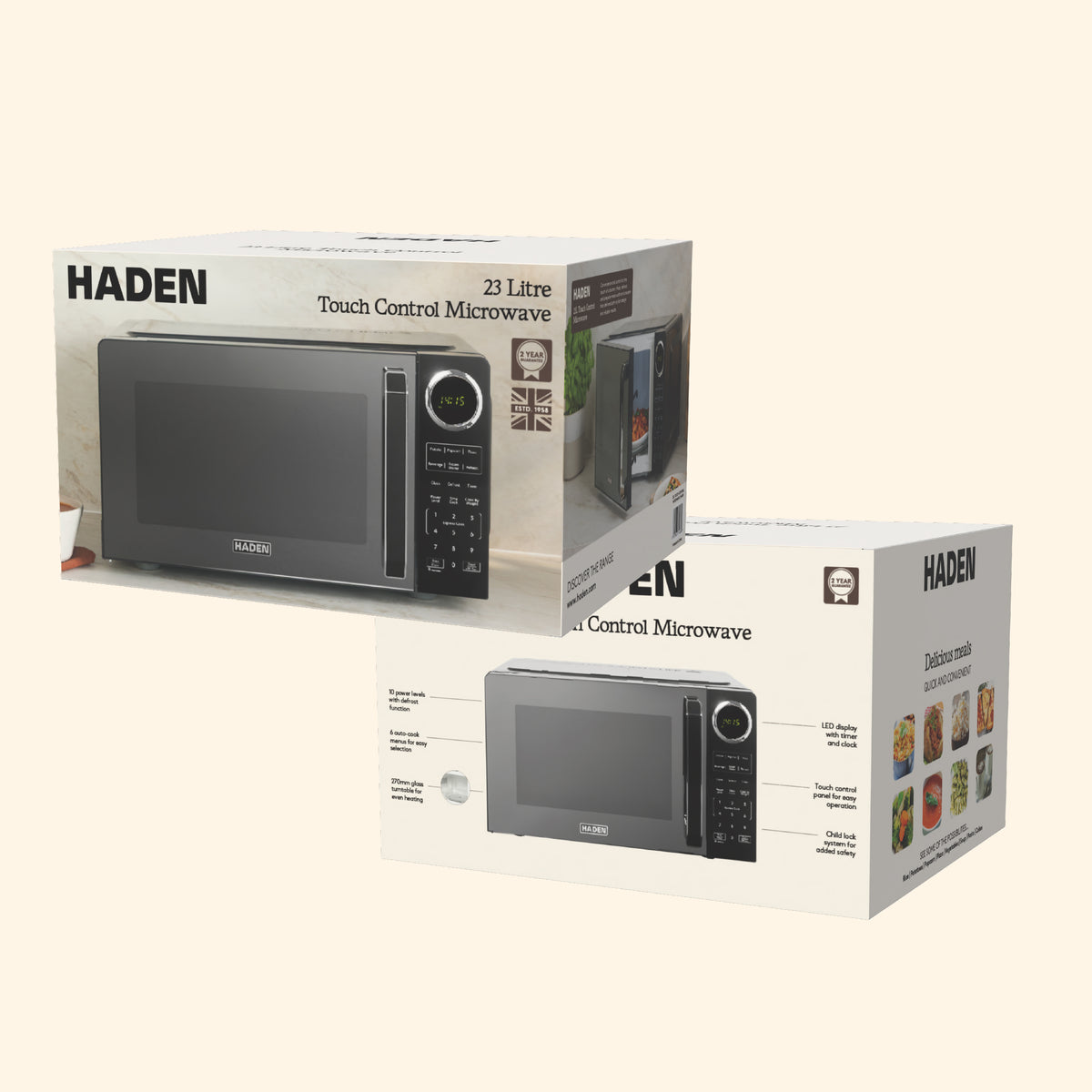 Haden 23L Touch Control Microwave – Black Microwave Ovens Haden