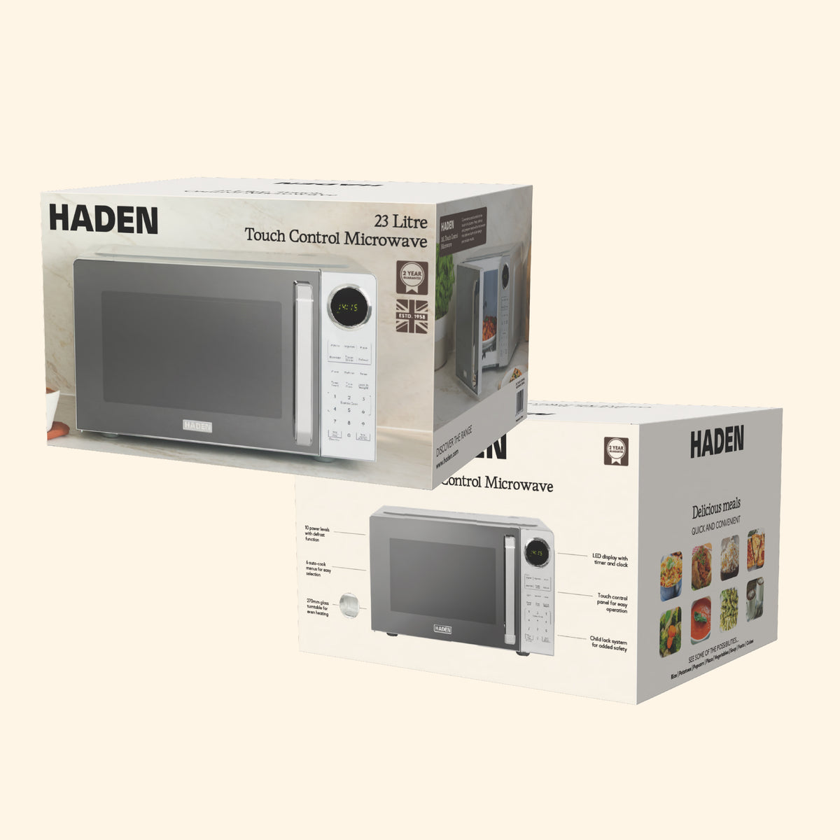 Haden 23L Touch Control Microwave – Silver Microwave Ovens Haden