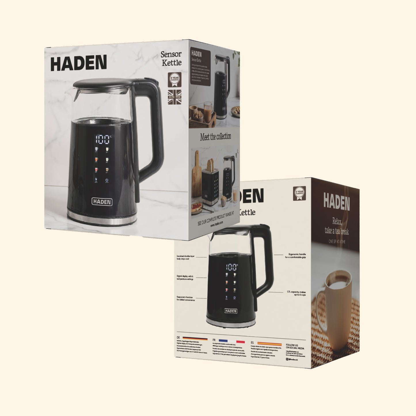 Haden 1.7L Sensor Kettle – Black Electric Kettles Haden