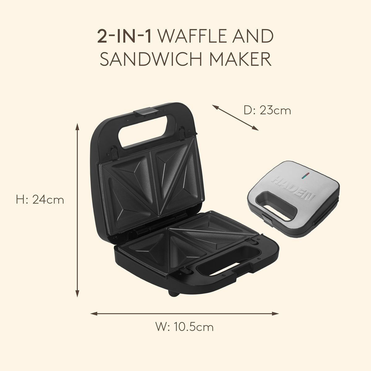 Haden 2-in-1 Sandwich & Waffle Maker Sandwich Maker Haden