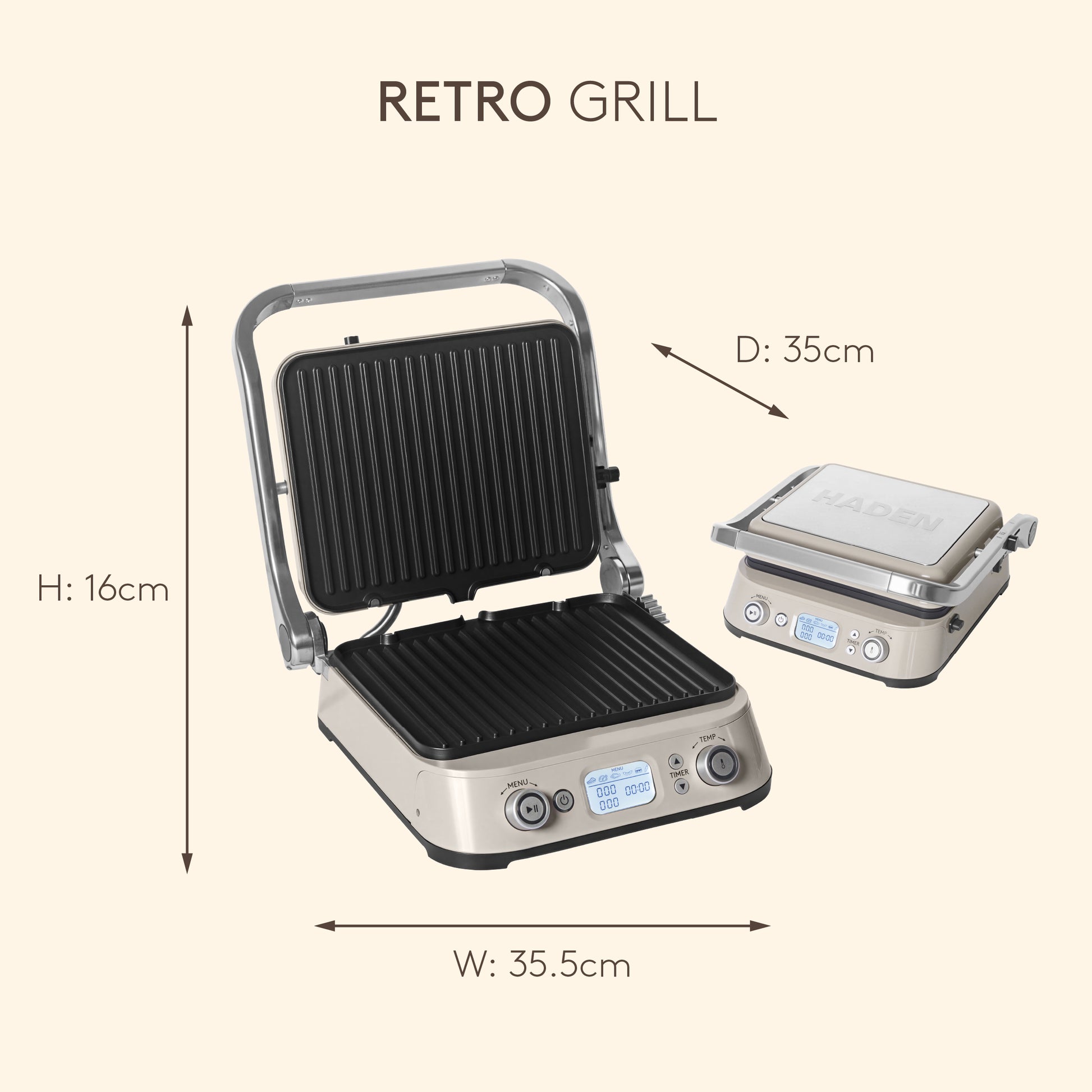 Haden Retro Grill – Putty Beige Electric Grill Haden