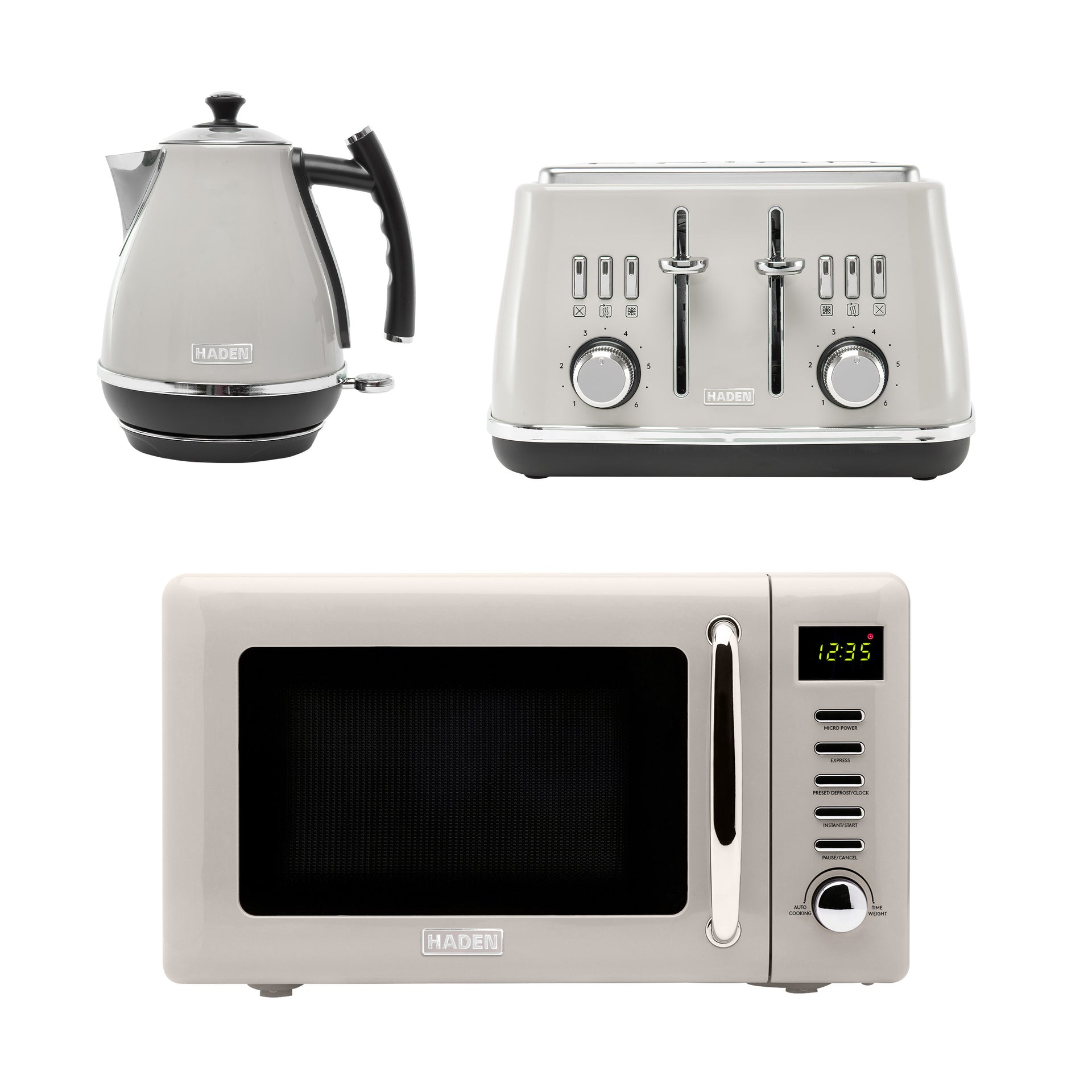 Haden Cotswold Bundle Kettle Toaster Microwave – Putty