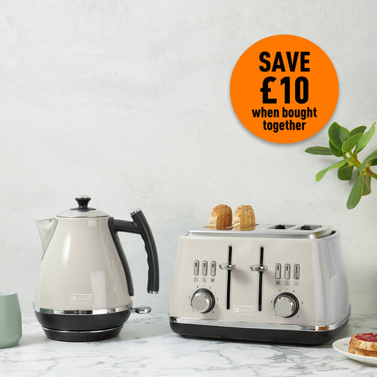 Haden Cotswold Bundle Kettle + Toaster – Putty