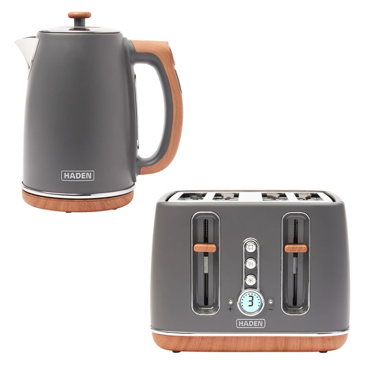 Haden Dorchester Bundle Kettle + Toaster - Grey Bundle Haden