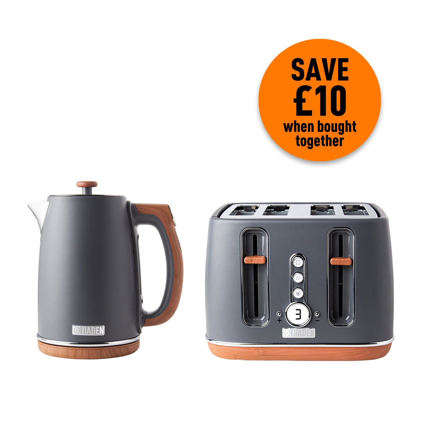 Haden Dorchester Bundle Kettle + Toaster - Grey