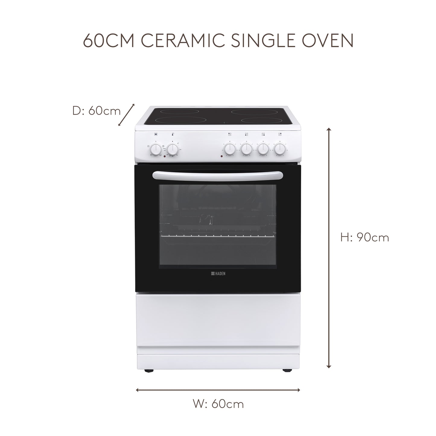 HC61SW 60cm Ceramic Single Oven Cookers Haden