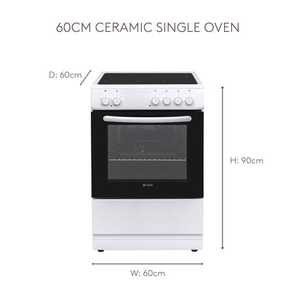 HC61SW 60cm Ceramic Single Oven Cookers Haden