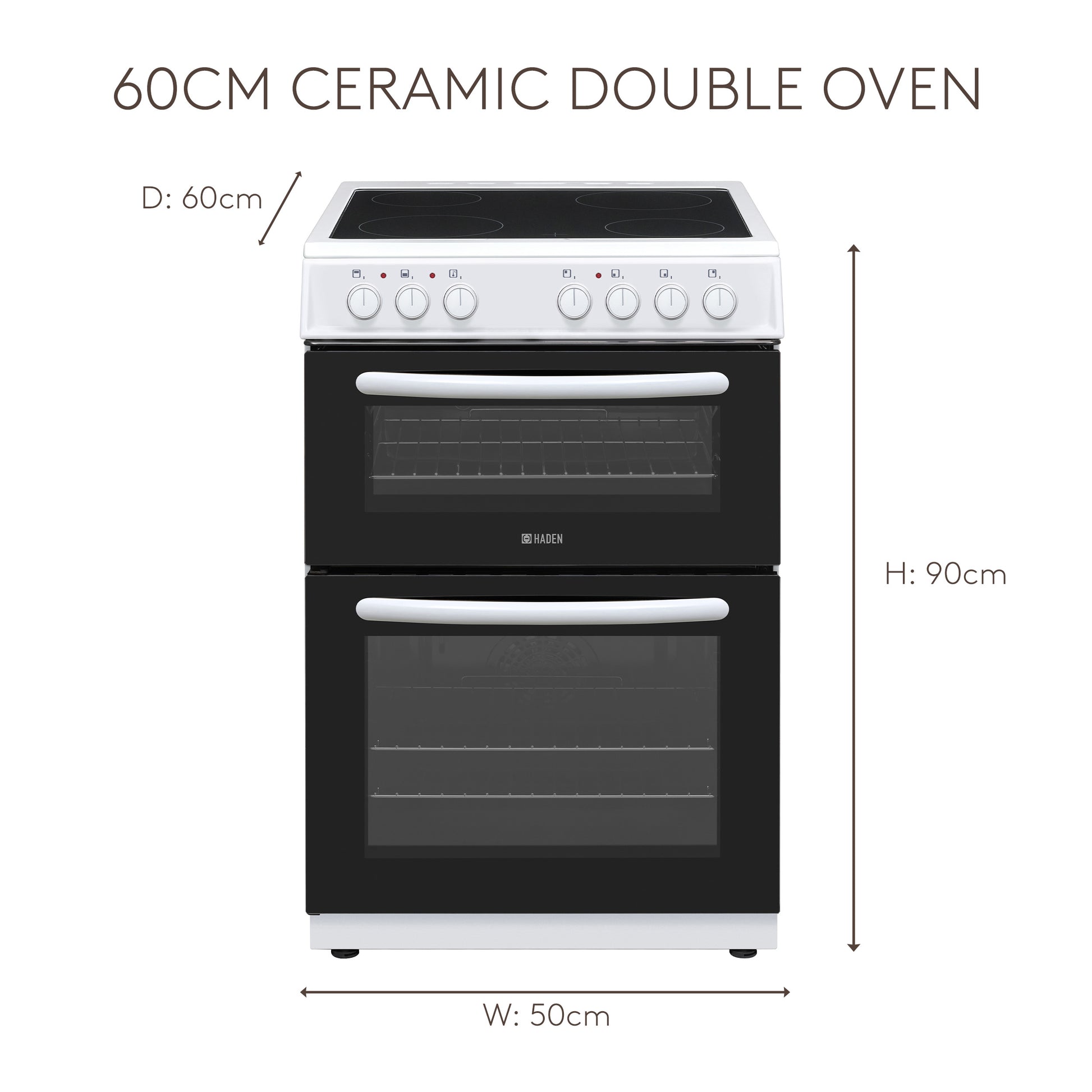 HE50DOMW 50cm Ceramic Double Oven electric cooker Haden