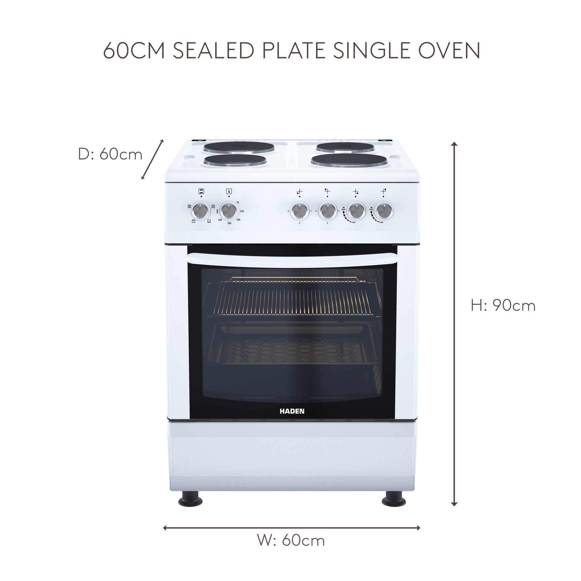 HE61SW 60cm Sealed Plate Single Oven Cookers Haden