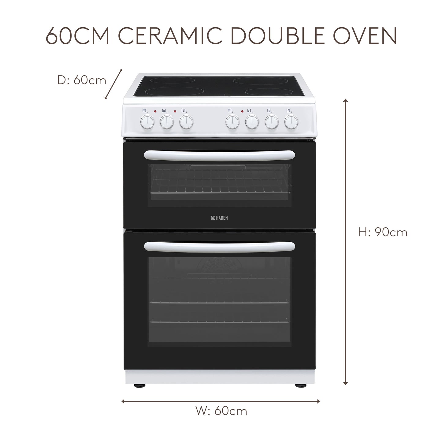 HE65DOMW 60cm Ceramic Double Oven Cookers Haden