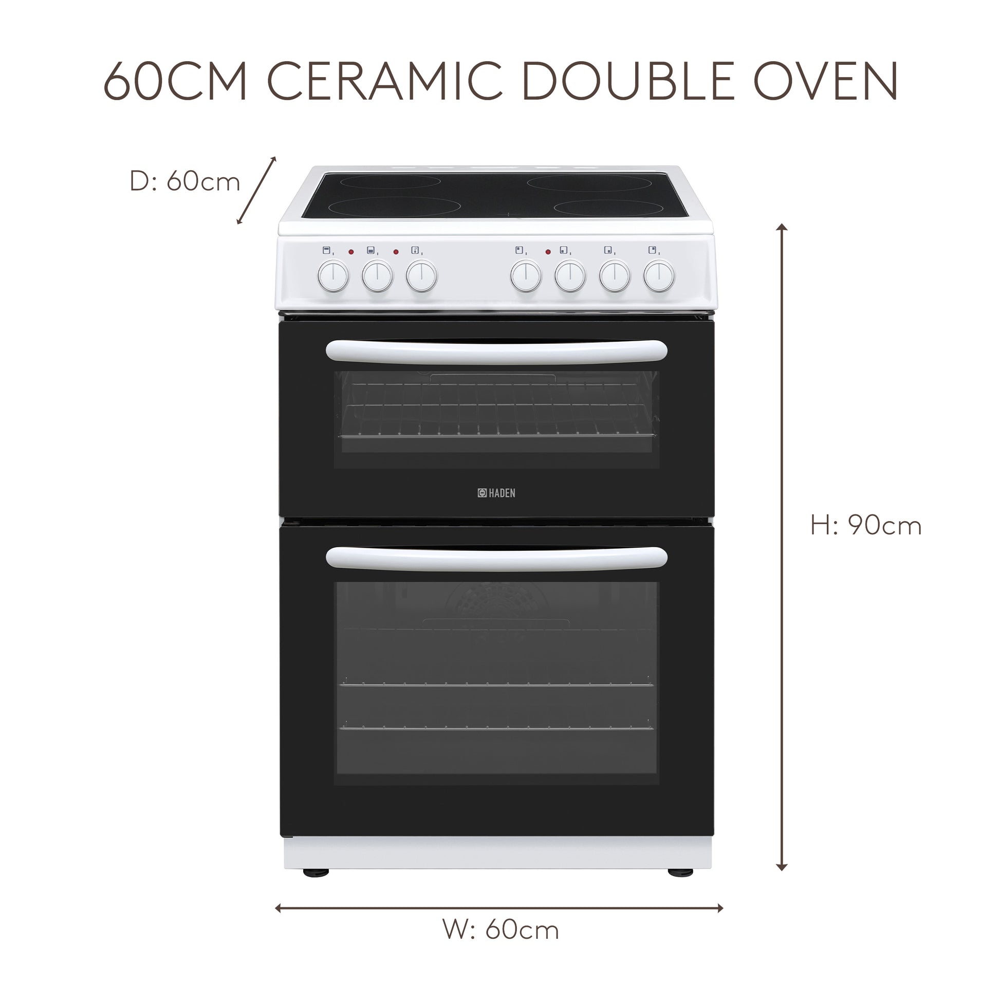 HE65DOMW 60cm Ceramic Double Oven Cookers Haden